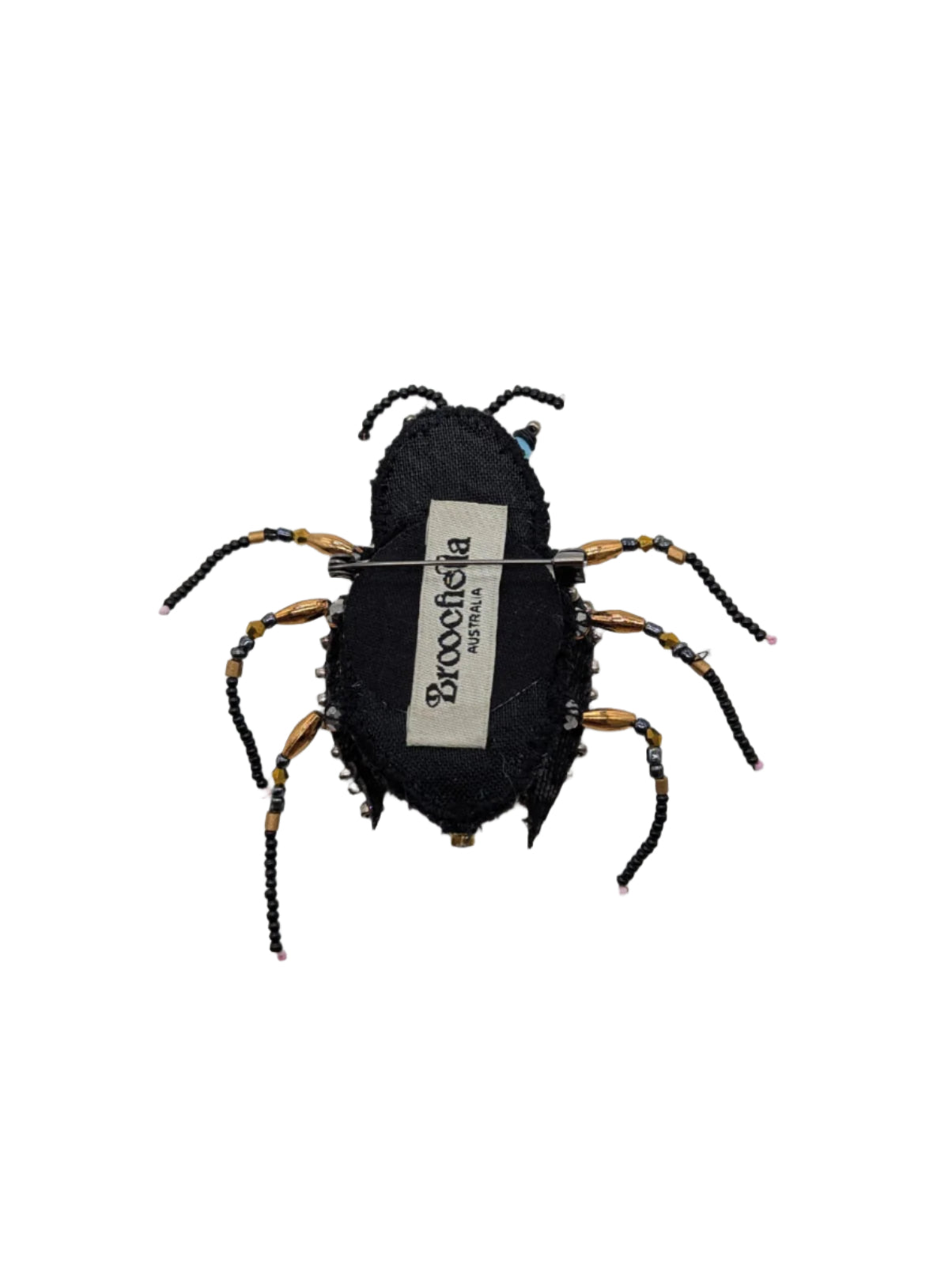 Broochella Men’s Cockroach brooch pin black multicolor hand beaded handmade designer luxury