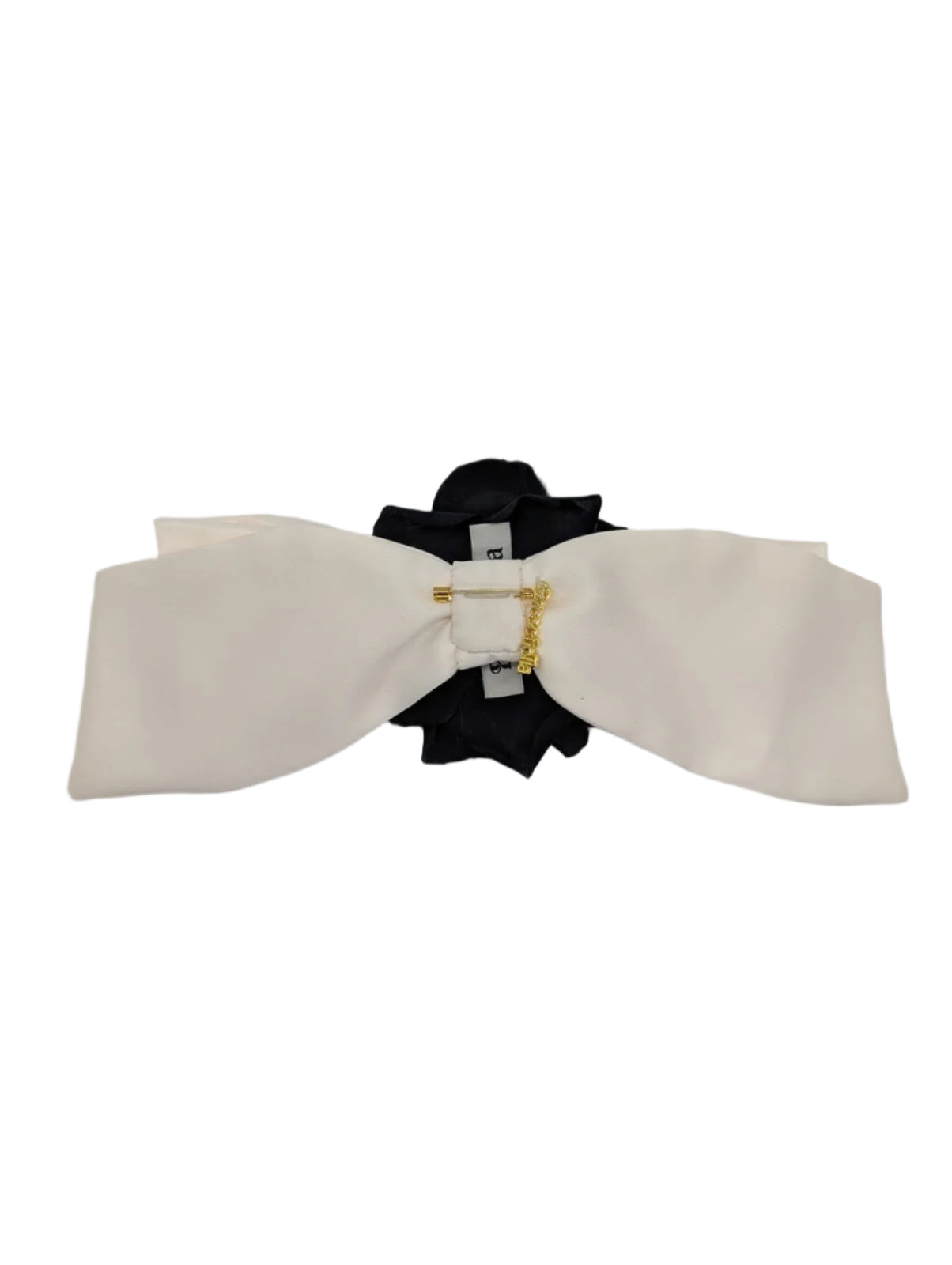 Broochella dolce amore bridal wedding bow brooch pin ivory satin black flower handmade designer luxury women’s