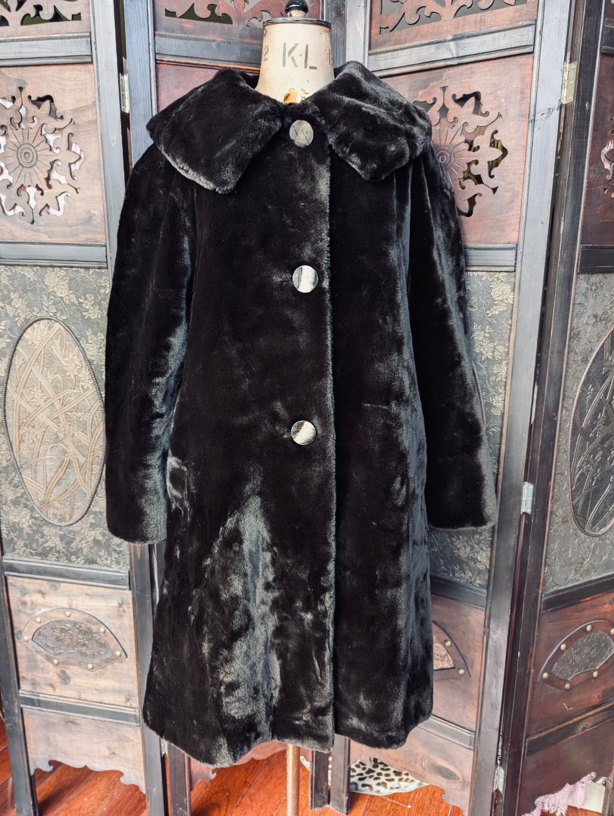 Pierre Cardin Dark Brown Faux Fur Coat- Large luxury designer women's jacket