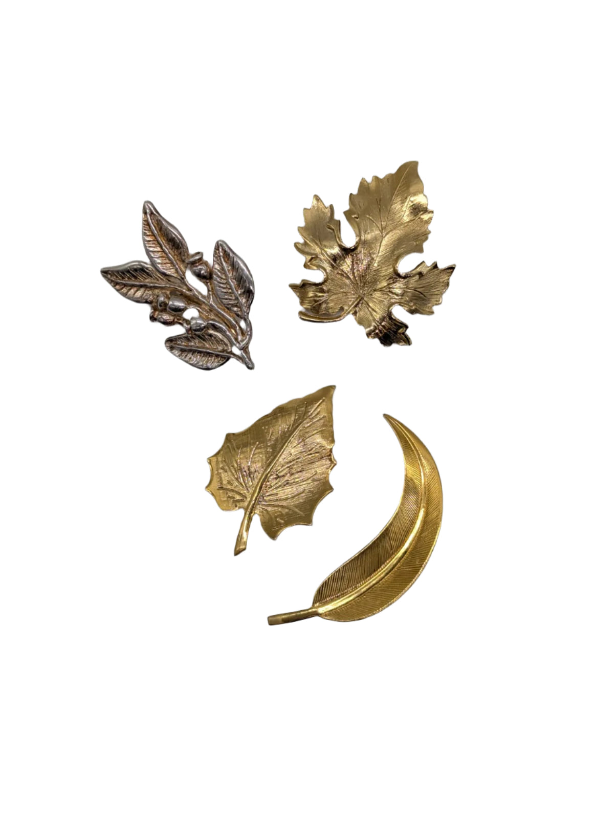 Broochella Golden Leaflet vintage brooch pin set gold tone leaf leaves men's women's luxury designer 
