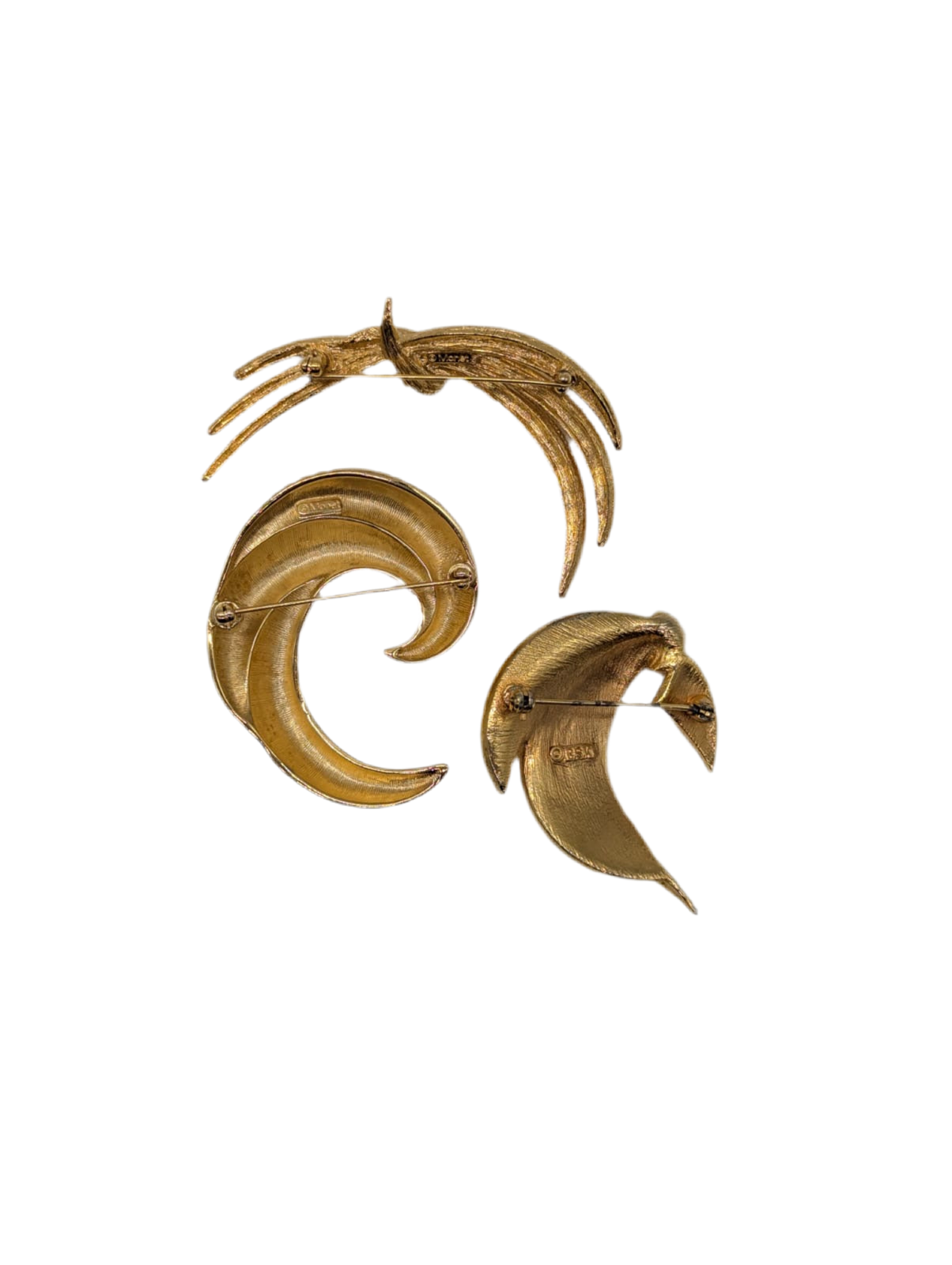 Broochella Onda Dorata Vintage brooch set trio gold tone metal abstract designer luxury men's women's 
