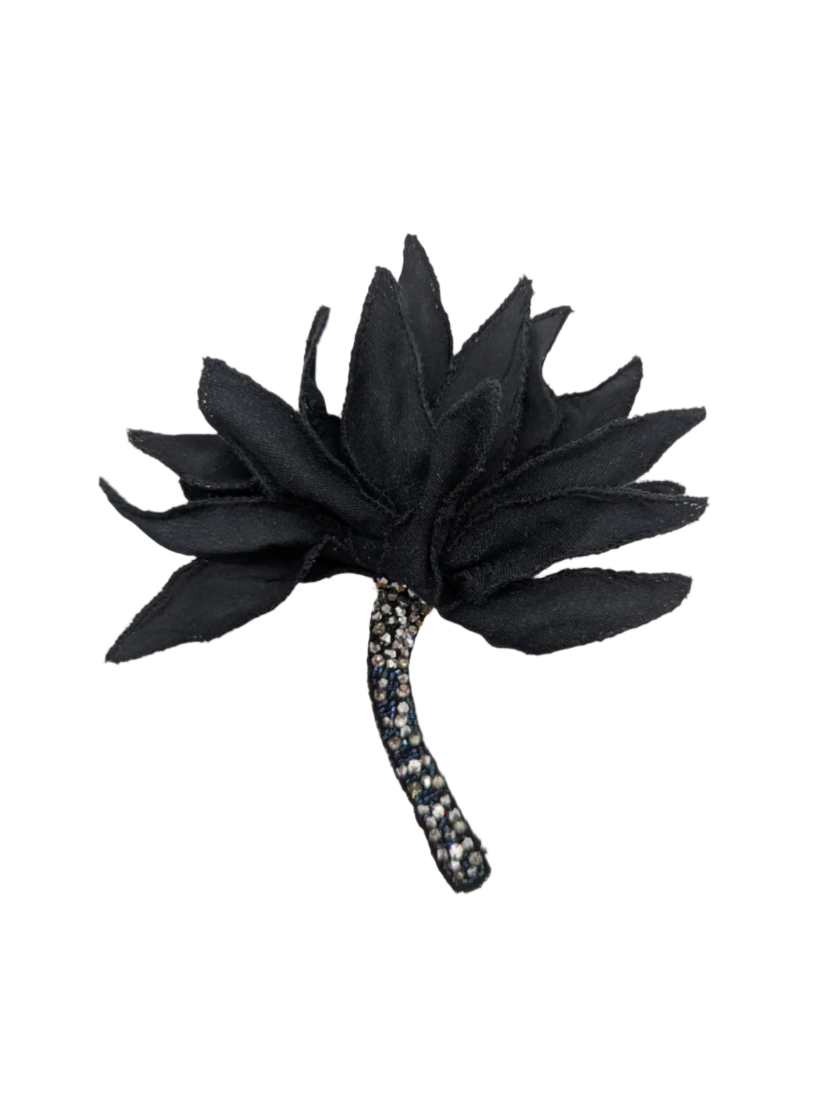 Broochella men's tulip brooch pin flower handmade hand beaded black crystal embellishment luxury designer large