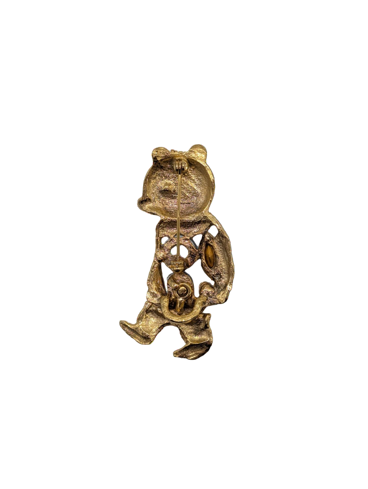Broochella Gioelli Teddy Bear brooch pin vintage gold tone metal jewelled women's men's designer luxury
