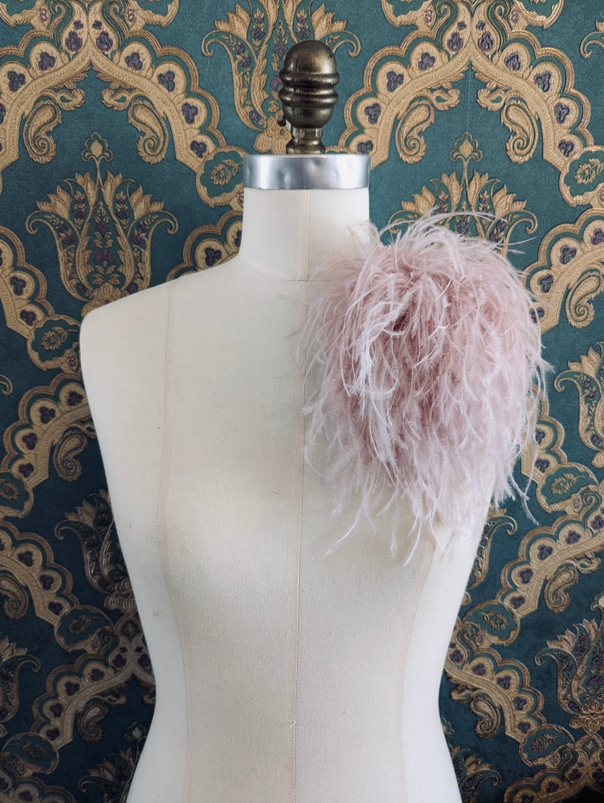 Broochella Le Pouffe feather brooch pin handmade men’s women’s designer luxury blush pink