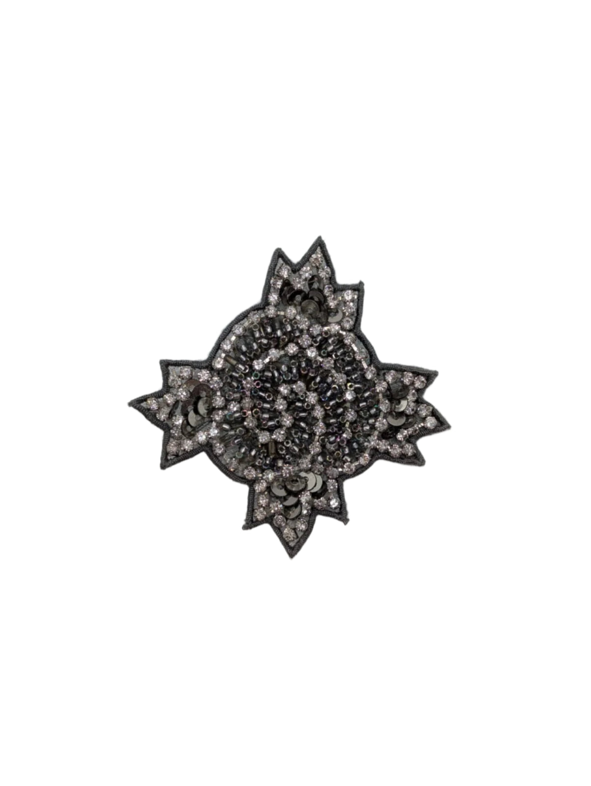 Broochella men's Star Burst Brooch pin silver grey crystal bead embellishment hand beaded handmade luxury designer