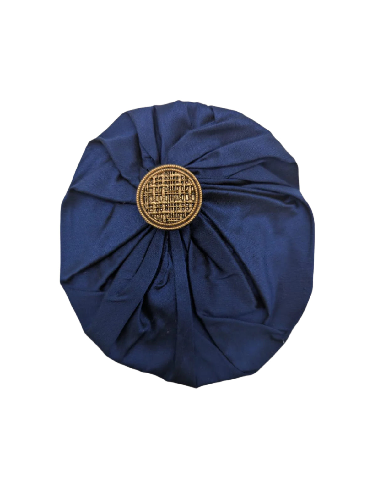 Broochella Men's  lollipop brooch pin silk handmade gold button embellishment designer luxury navy blue large