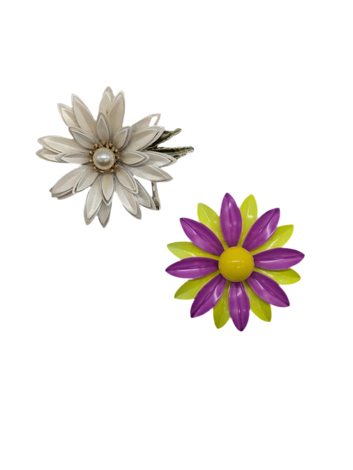 Broochella vintage brooch set duo flower pop enamel luxury designer white purple retro men’s women’s 