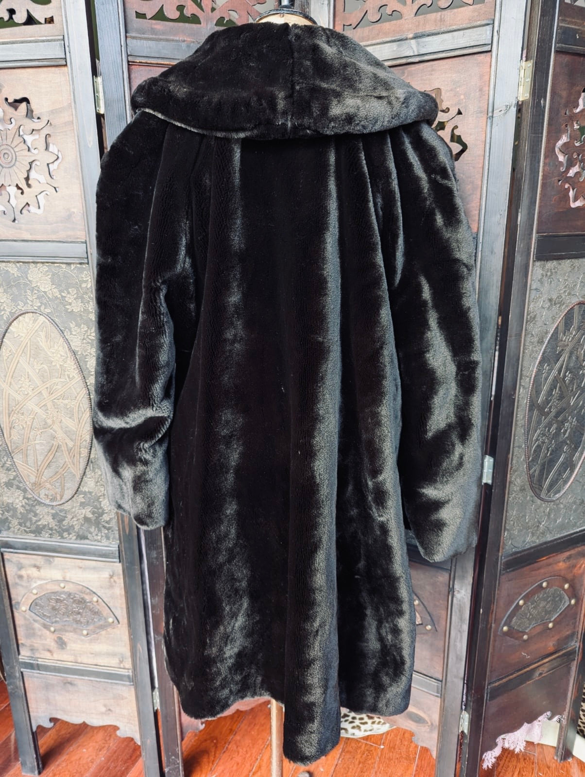 Pierre Cardin Dark Brown Faux Fur Coat- Large luxury designer women's jacket