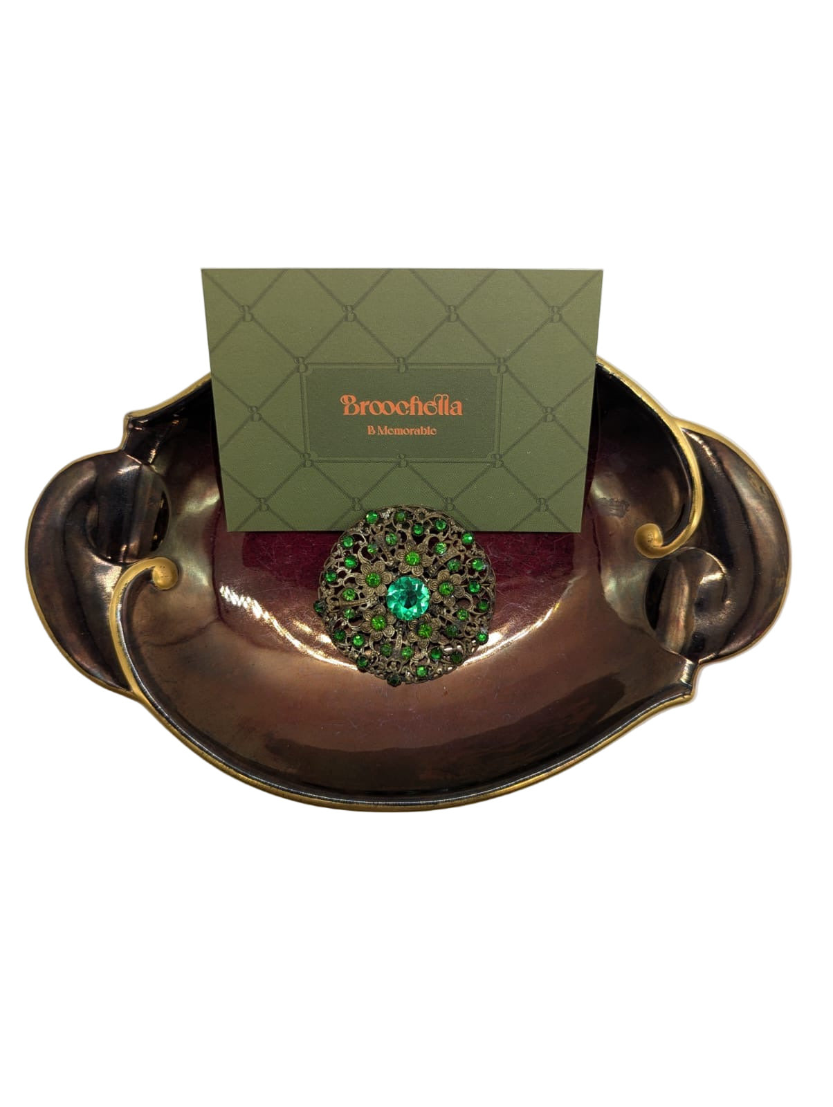 Smeraldo Fiore 1930's Czech Filigree Vintage Brooch Pin