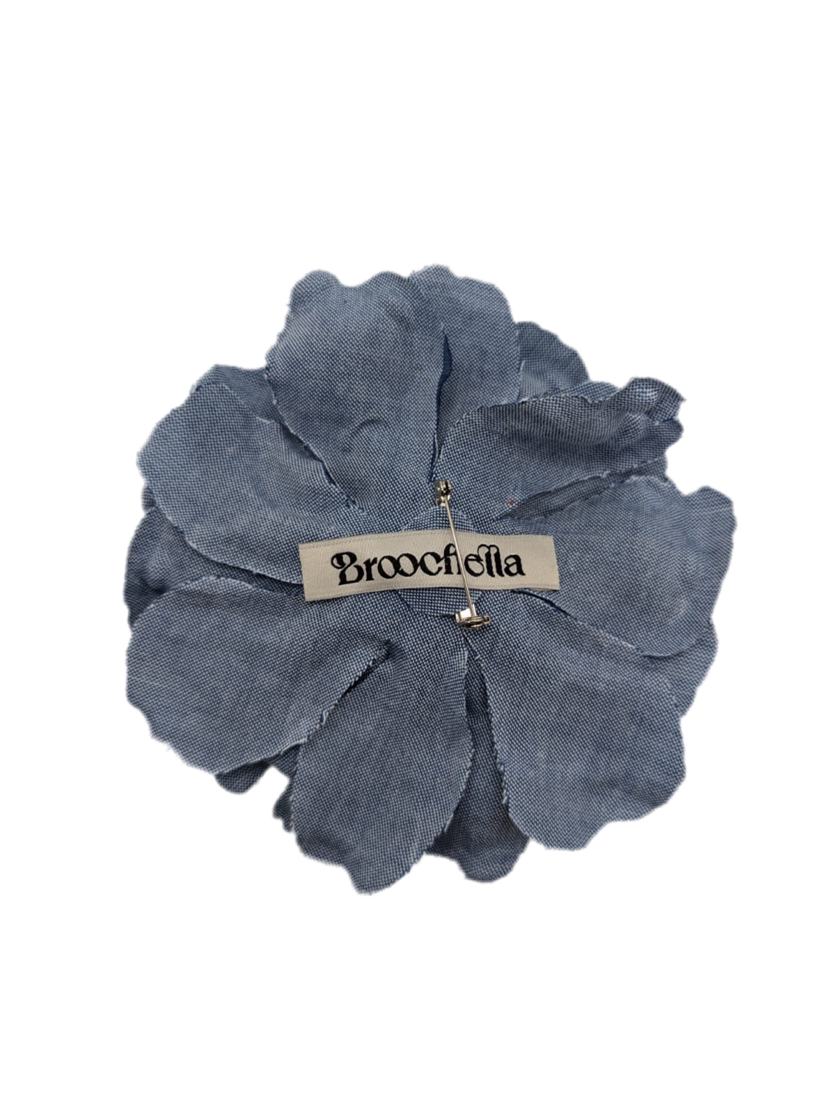 Broochella Men's flower brooch pin light blue wash handamde luxury designer 