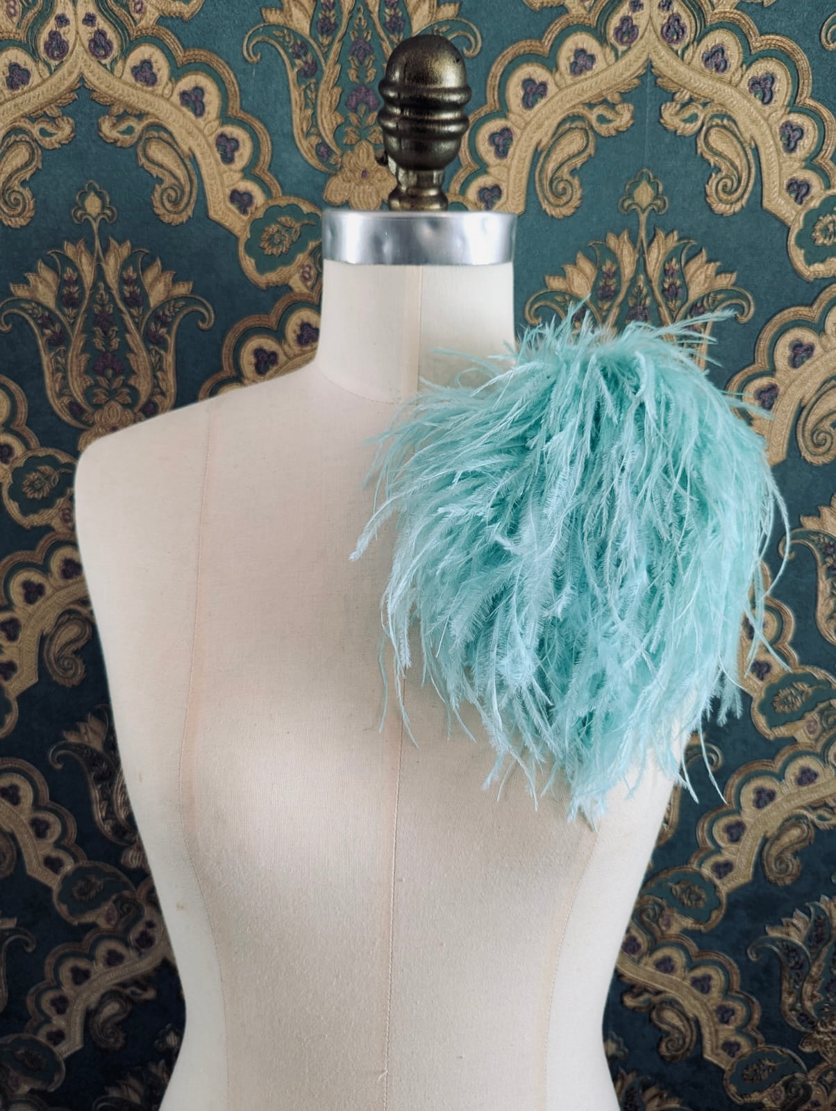 Broochella Le Pouffe feather brooch pin handmade men’s women’s designer luxury aqua