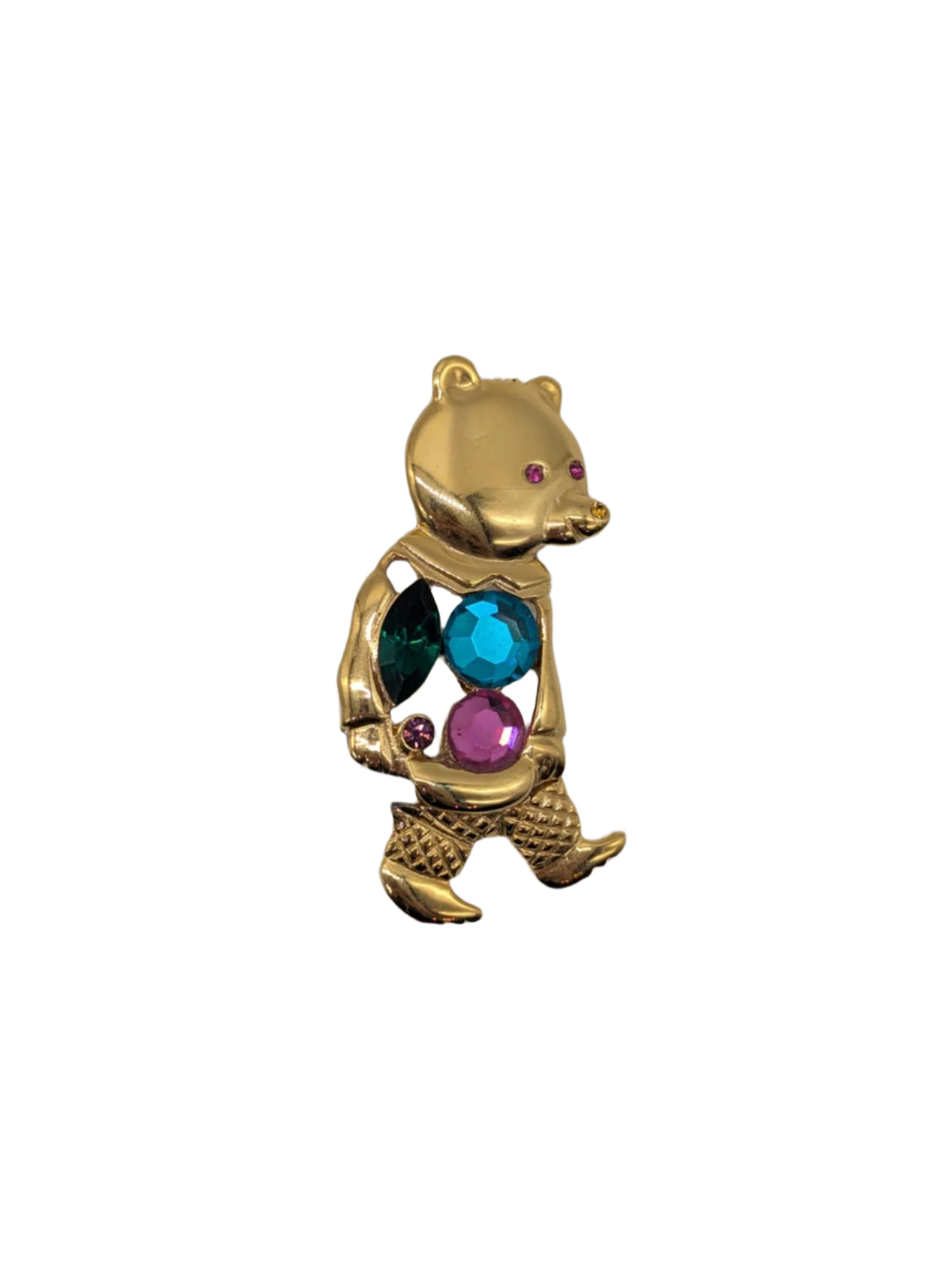 Broochella Gioelli Teddy Bear brooch pin vintage gold tone metal jewelled women's men's designer luxury