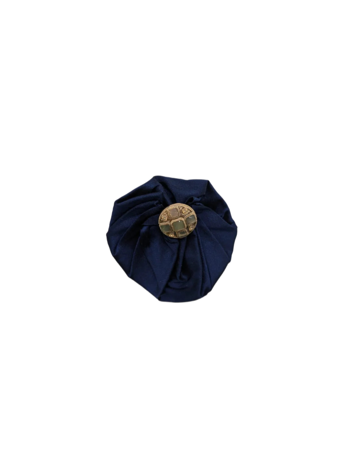 Broochella Men's  lollipop brooch pin silk handmade gold button embellishment designer luxury navy blue small 