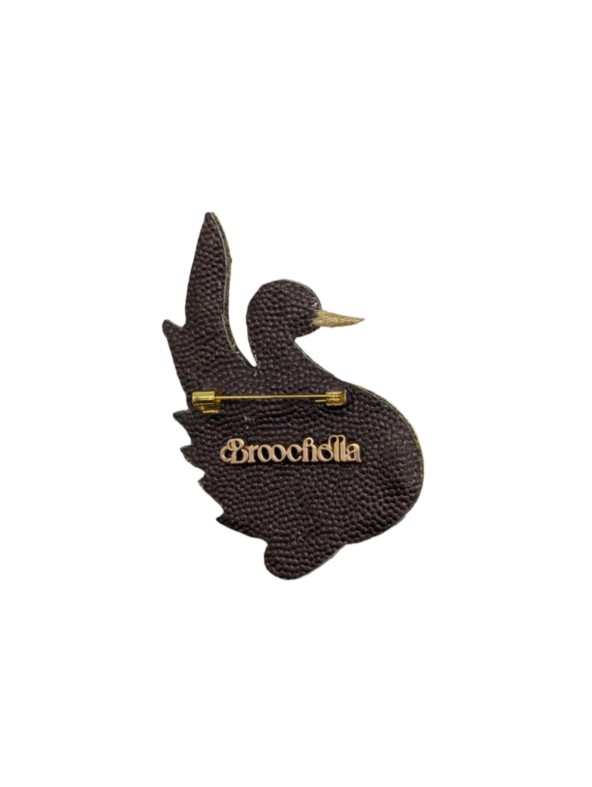 Broochella Men's Swan brooch pin gold black hand beaded sequin crystal embellishment handmade luxury designer 
