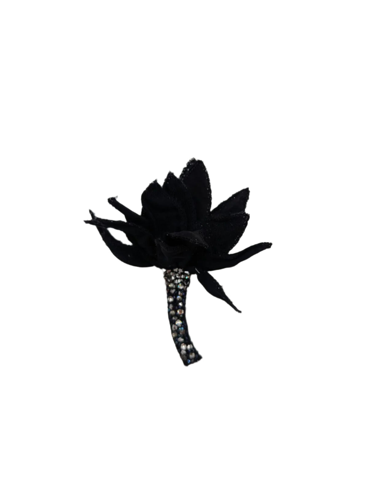 Broochella men's tulip brooch pin flower handmade hand beaded black crystal embellishment luxury designer small