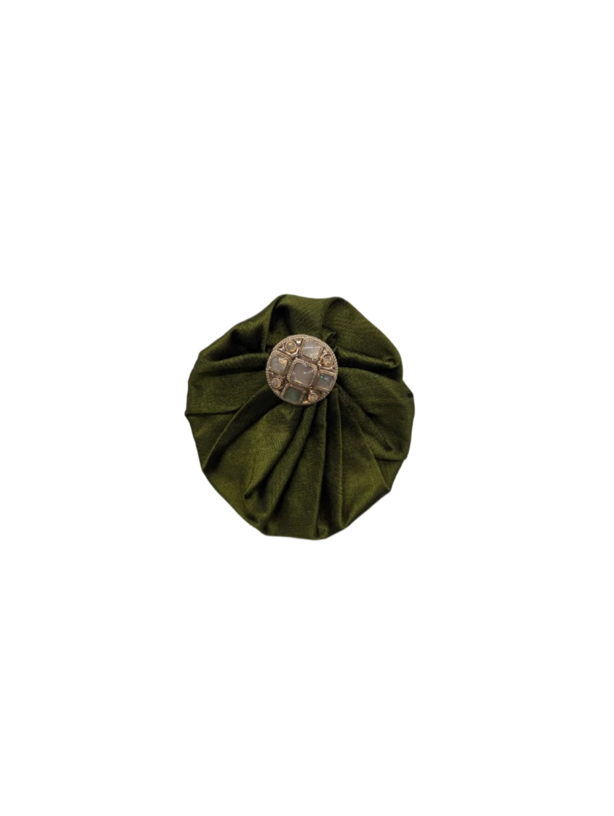Broochella Men's  lollipop brooch pin silk handmade gold button embellishment designer luxury green small