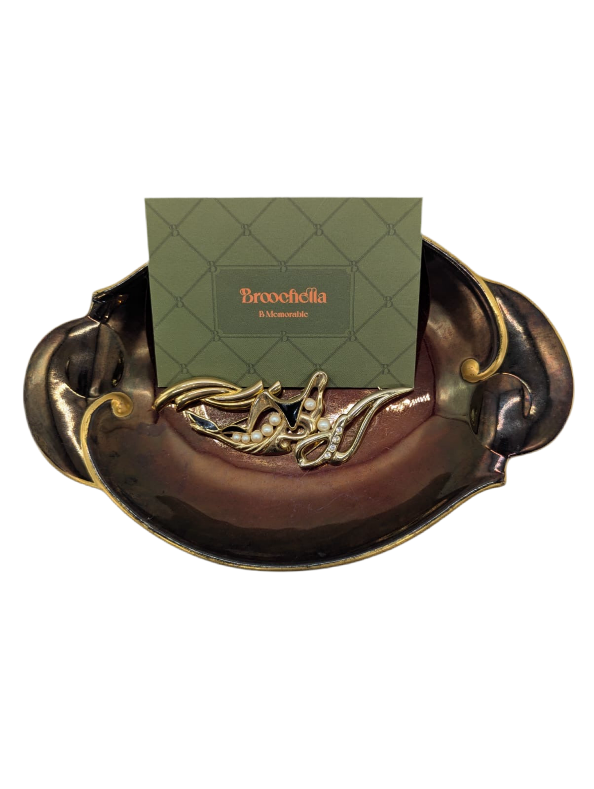 Broochella Linea Lucente vintage brooch pin set trio gold tone pearl rhinestone luxury designer men’s women’s 
