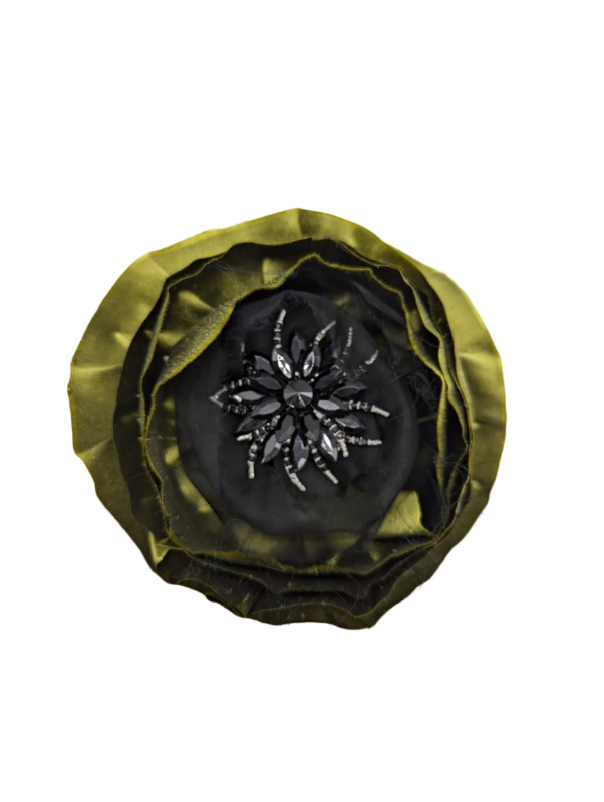 "Midnight Olive" Satin Bloom Brooch