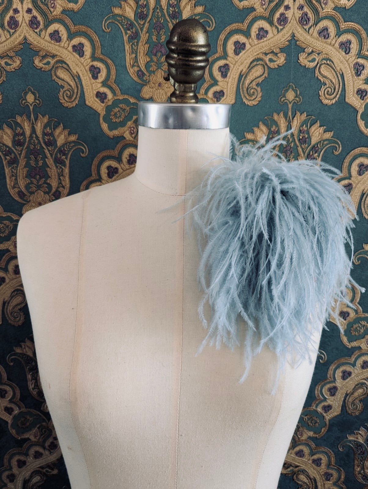 Broochella Le Pouffe feather brooch pin handmade men’s women’s luxury designer sky blue  