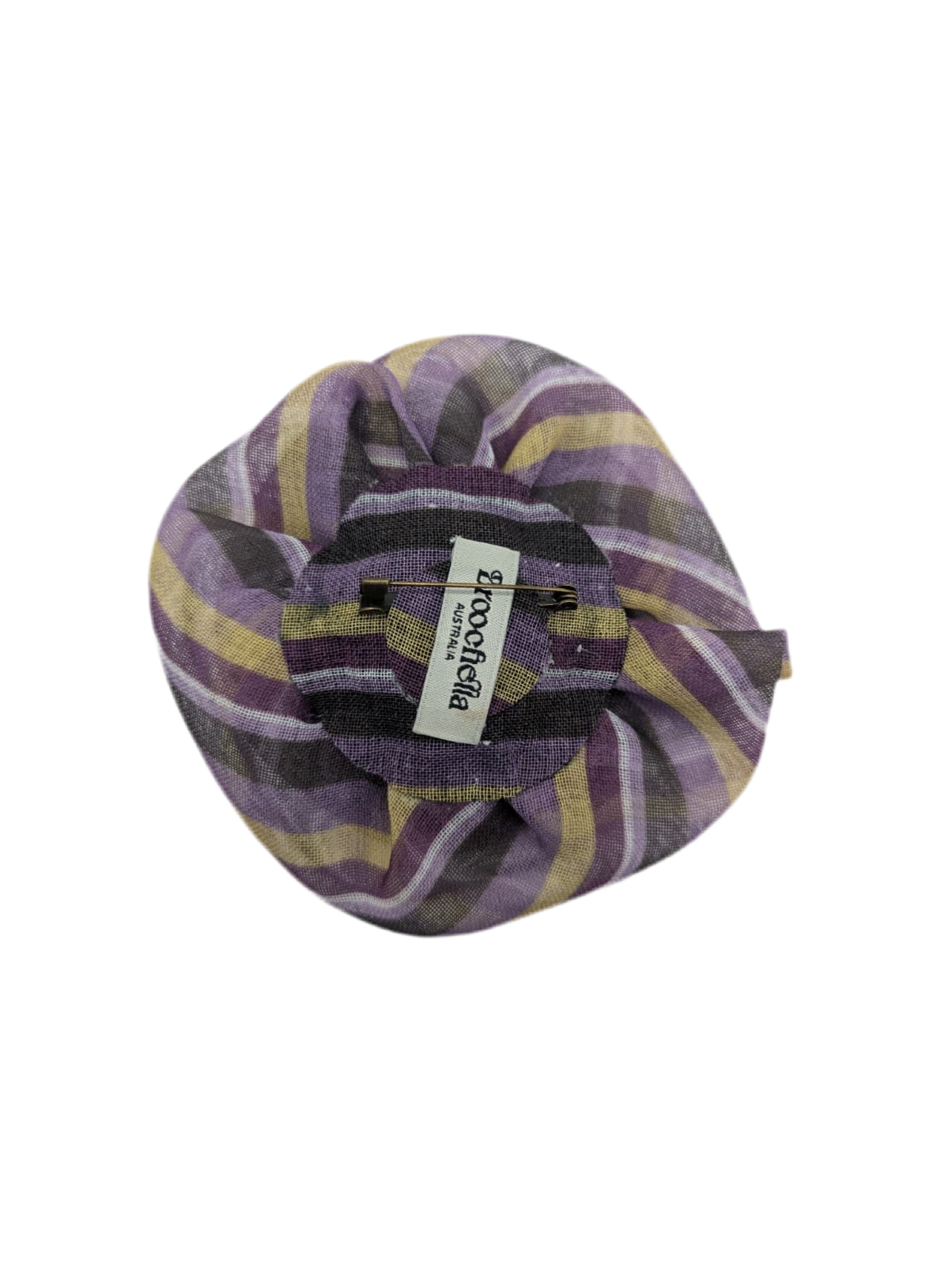 Broochella Men’s brassica flower brooch pin purple stripes handmade designer luxury 