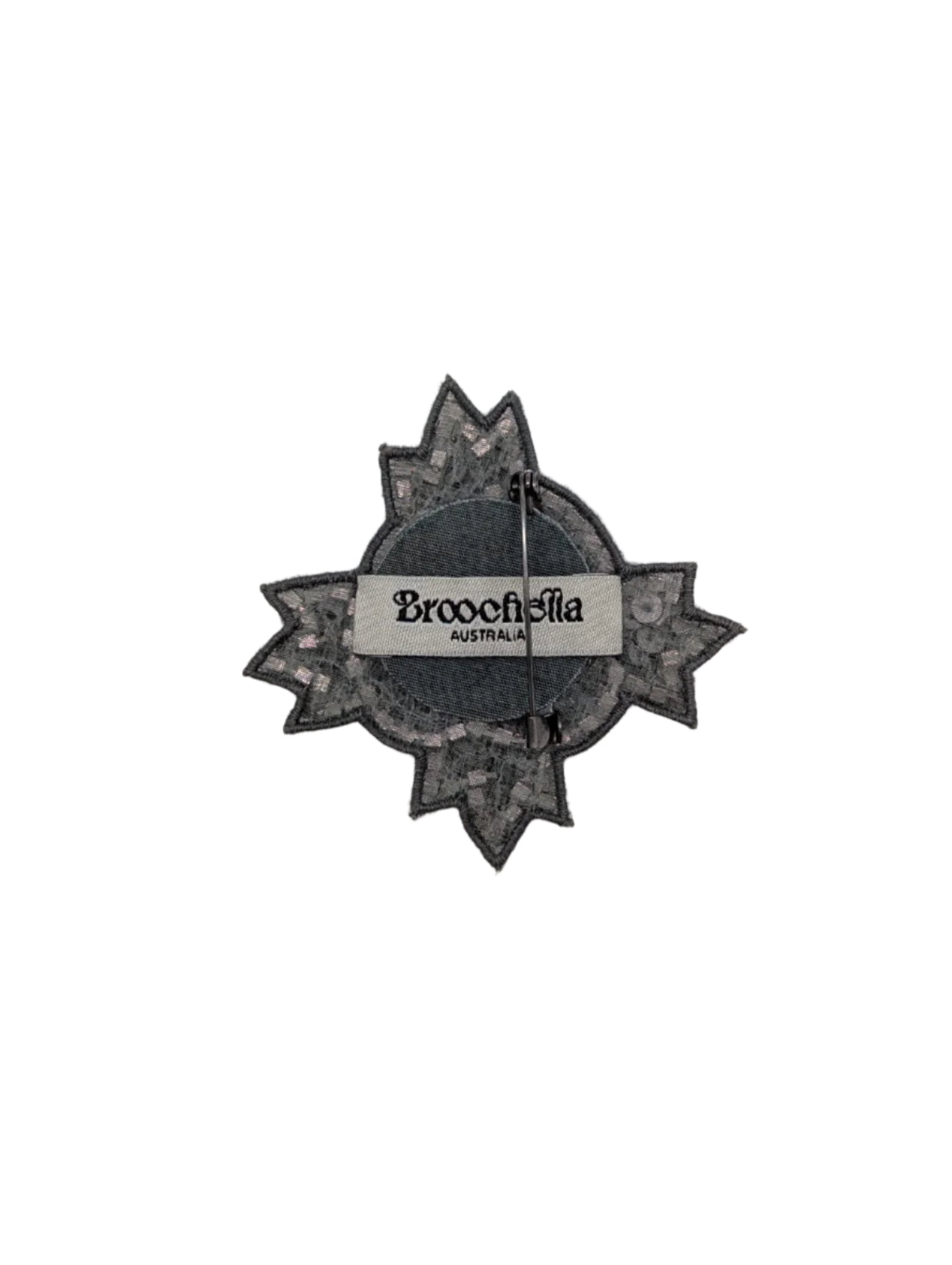 Broochella men's Star Burst Brooch pin silver grey crystal bead embellishment hand beaded handmade luxury designer
