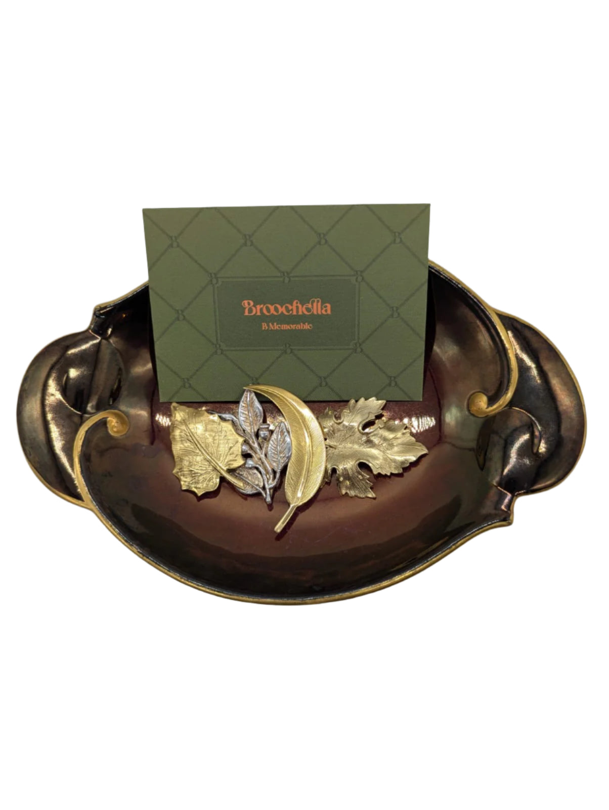 Broochella Golden Leaflet vintage brooch pin set gold tone leaf leaves men's women's luxury designer 