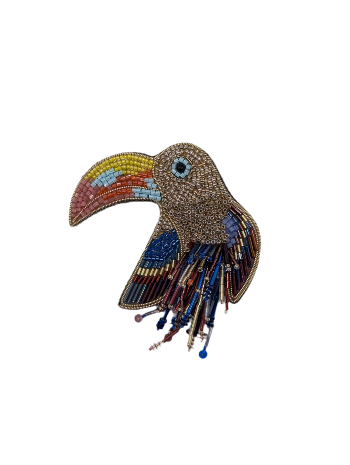 Broochella men’s toucan bird brooch pin hand beaded handmade multicolor luxury designer 