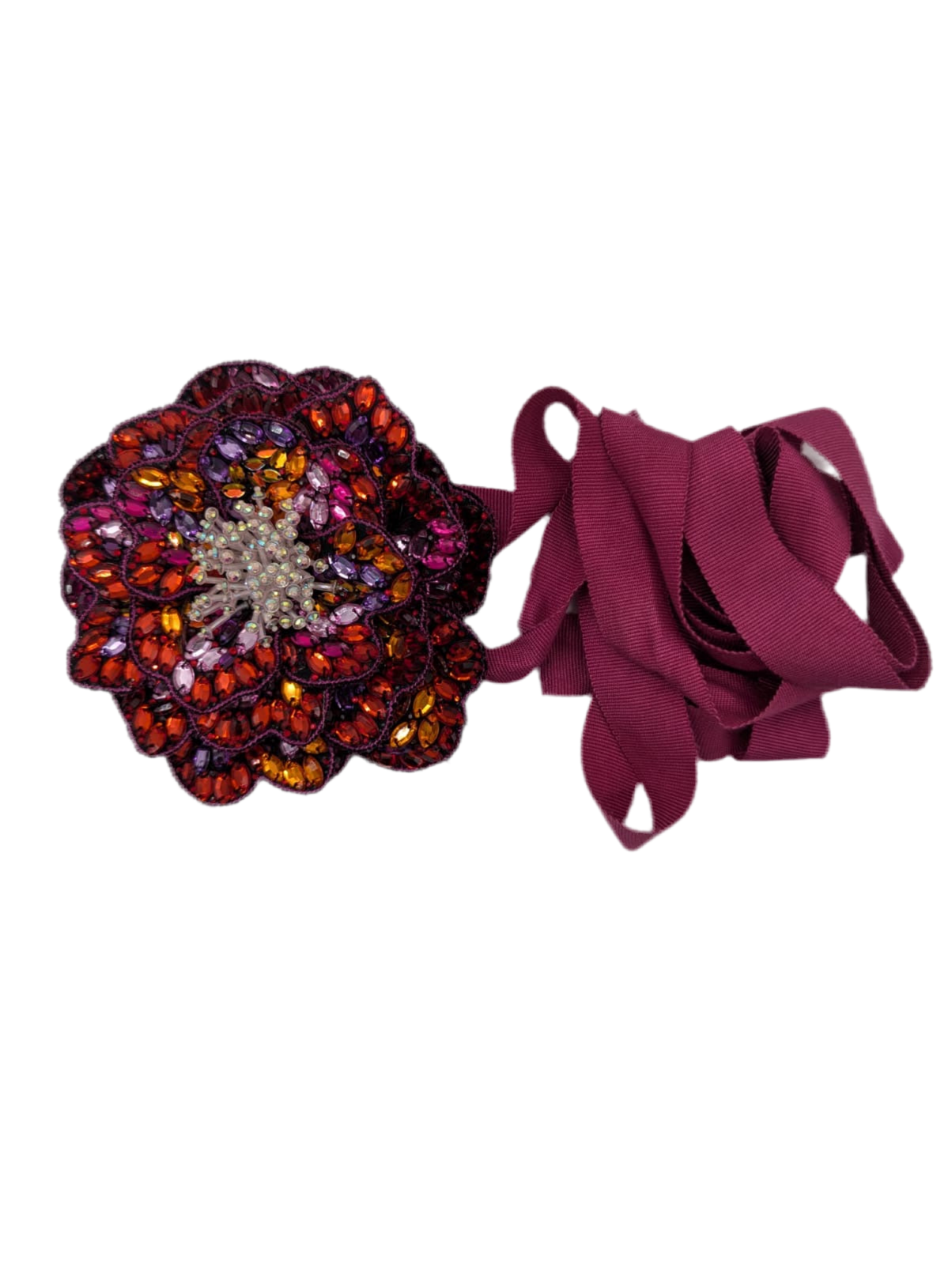 Broochella Cristallino hand beaded flower brooch pin choker pink designer luxury women's