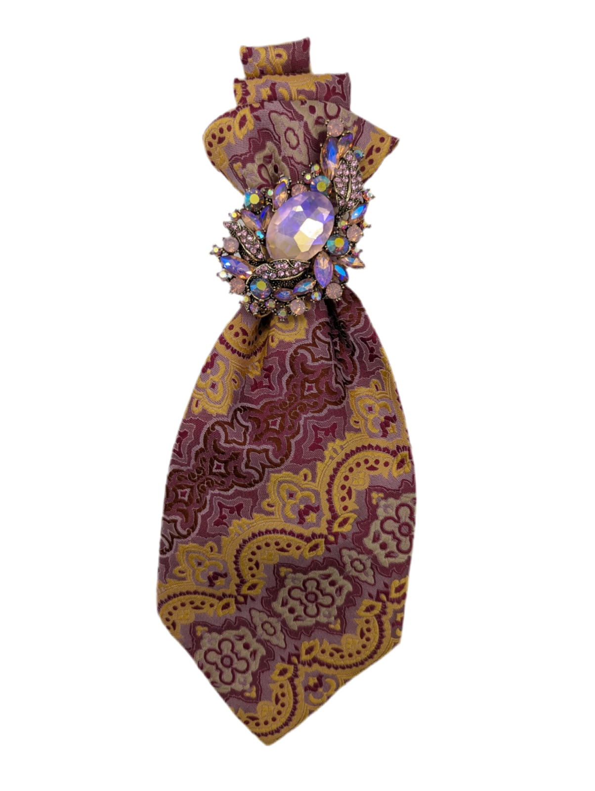Broochella Montecristo Cravatta Tie brooch pin upcycled handmade vintage crystal brooch embellishment men's women's  designer luxury multicoloured pink