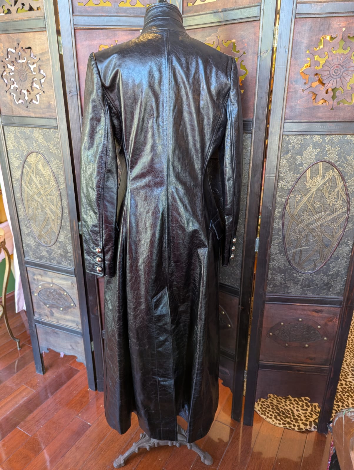 Paco Rabanne Black Leather Military Coat – Size 36