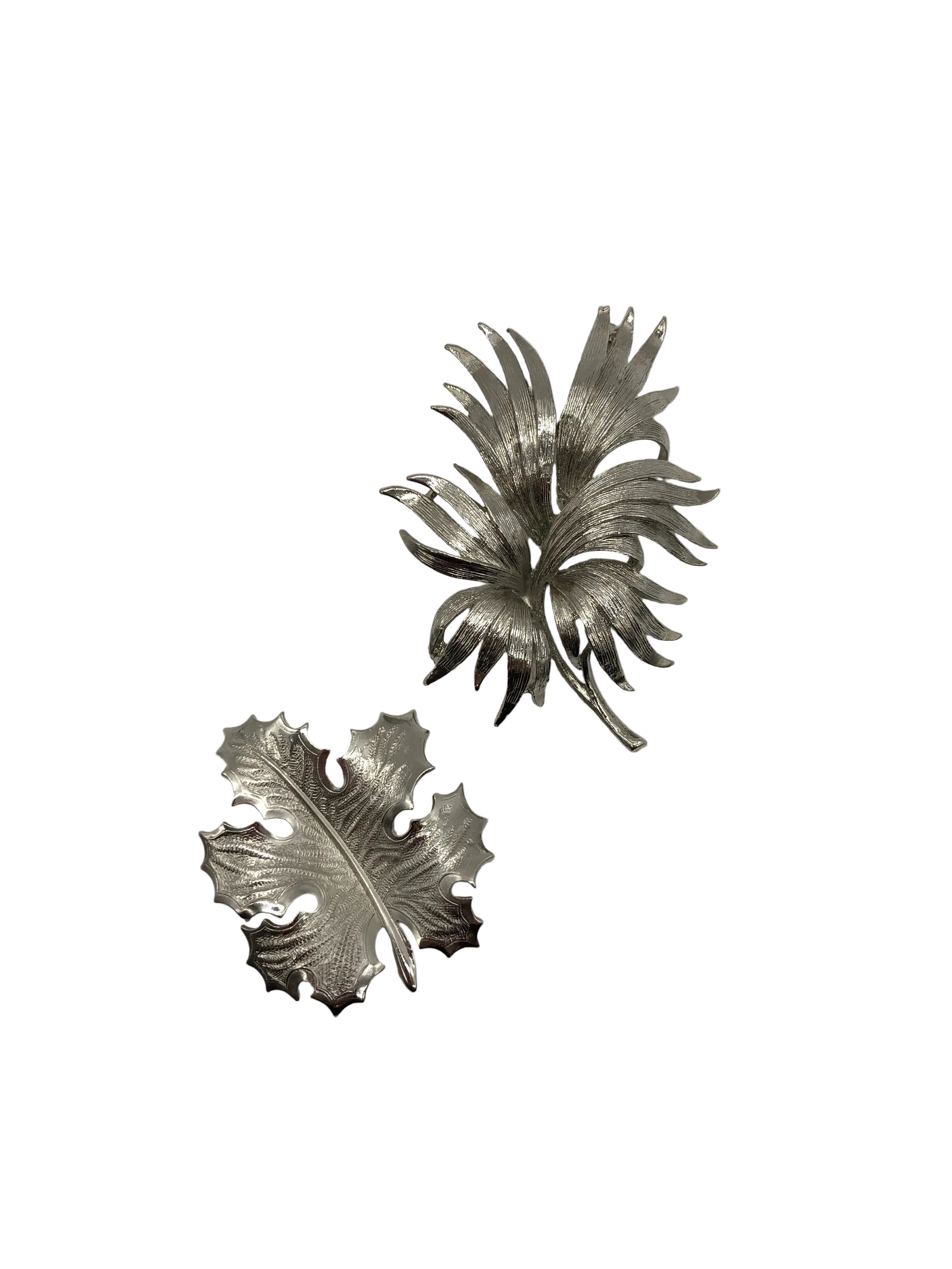 Foglie d’Argento Silver Tone Vintage Brooch Duo