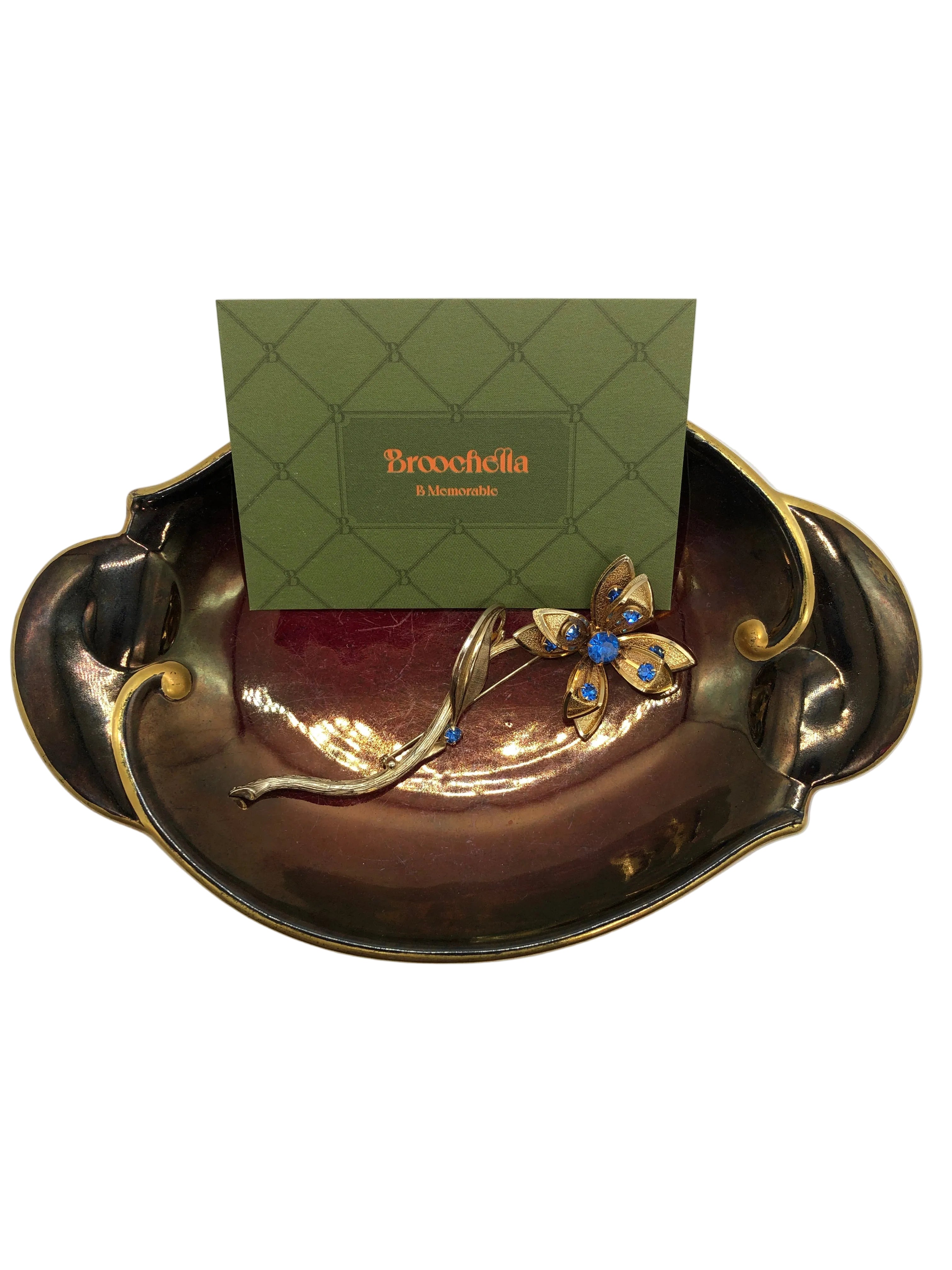 Fiore Azzurro Large Vintage Flower Brooch