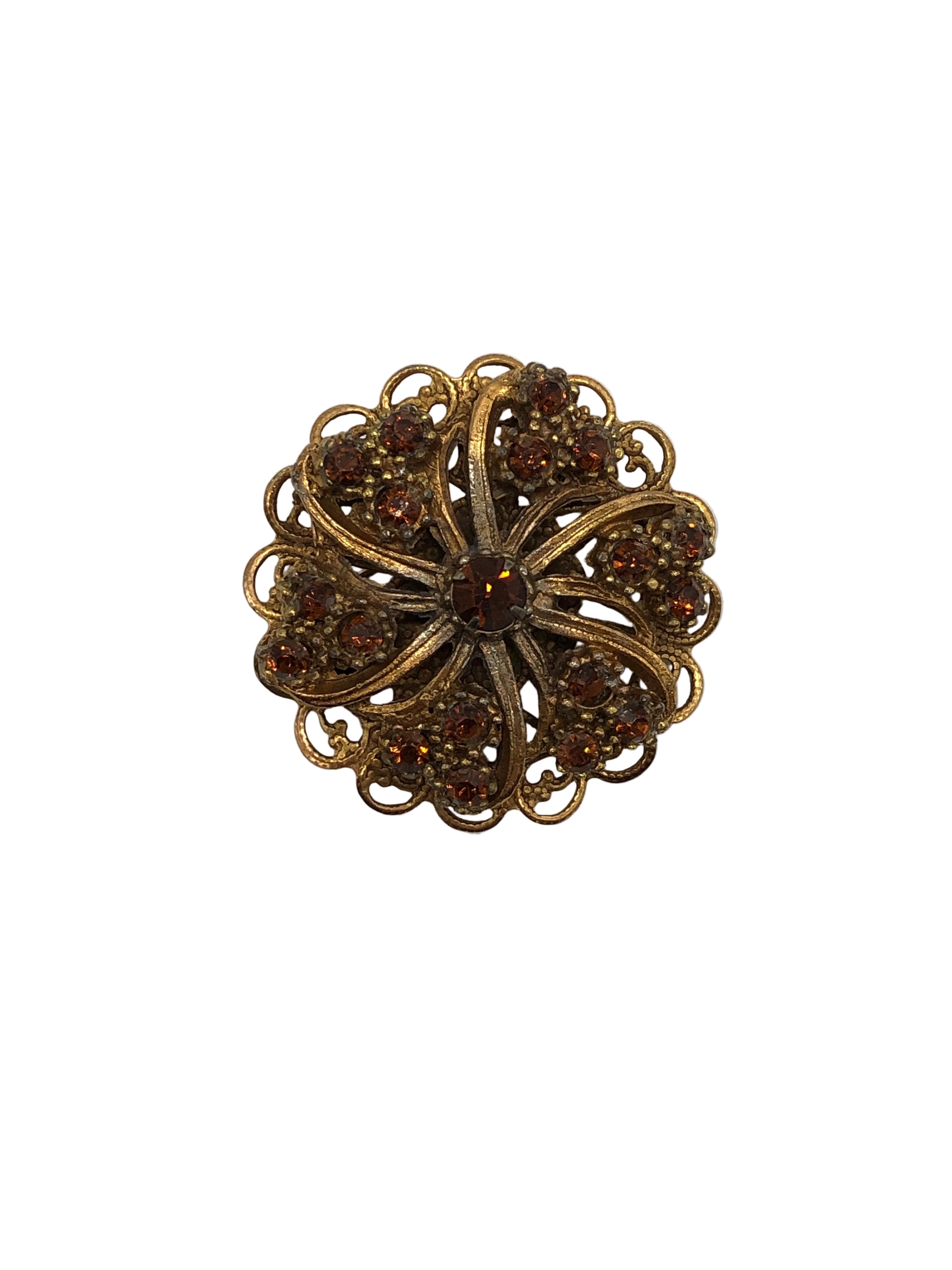 Fleur d’Ambre Vintage Czech Filigree Brooch