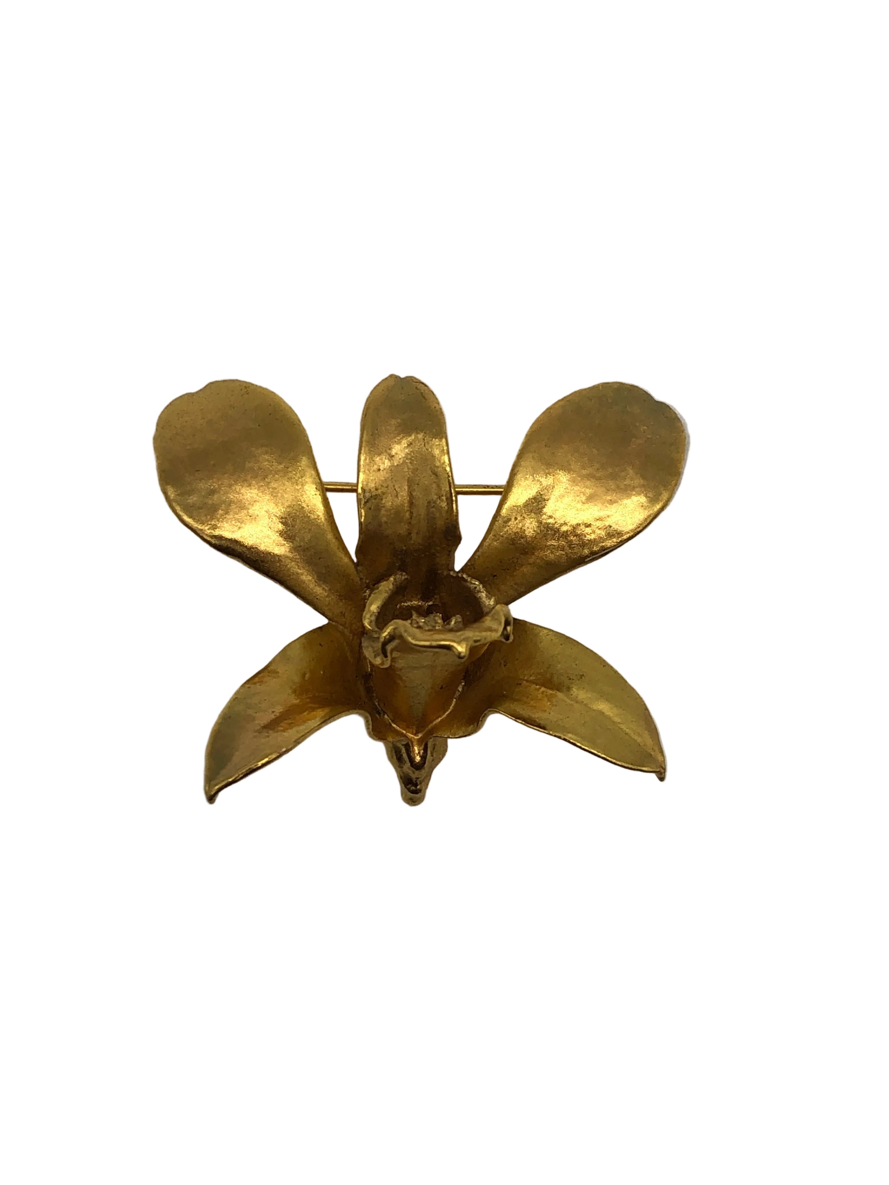 Risis Gold Plated Orchid Vintage Brooch