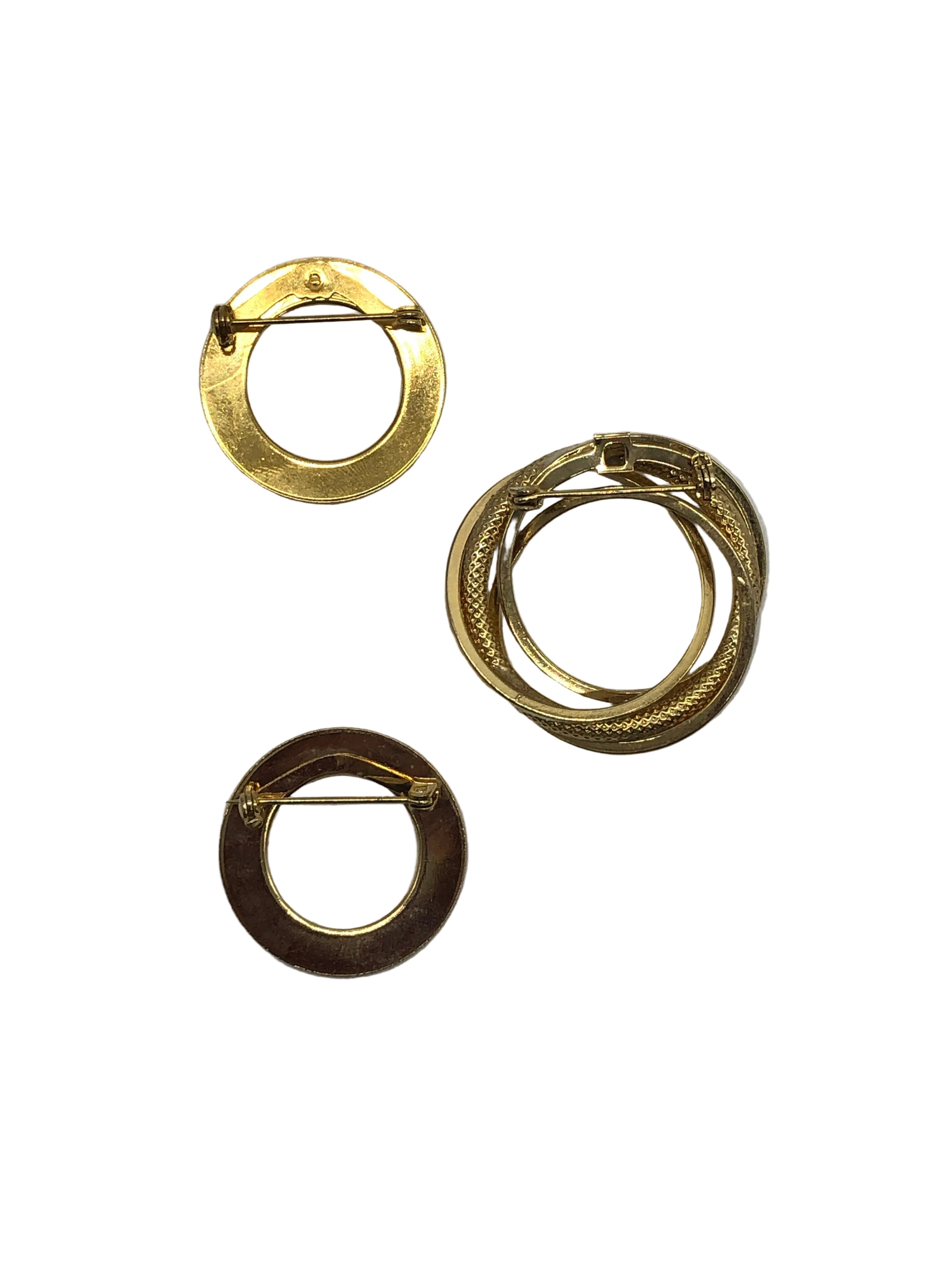 Anneaux d’Or Vintage Brooch Trio Broochella gold tone metal luxury designer men’s women’s accessory