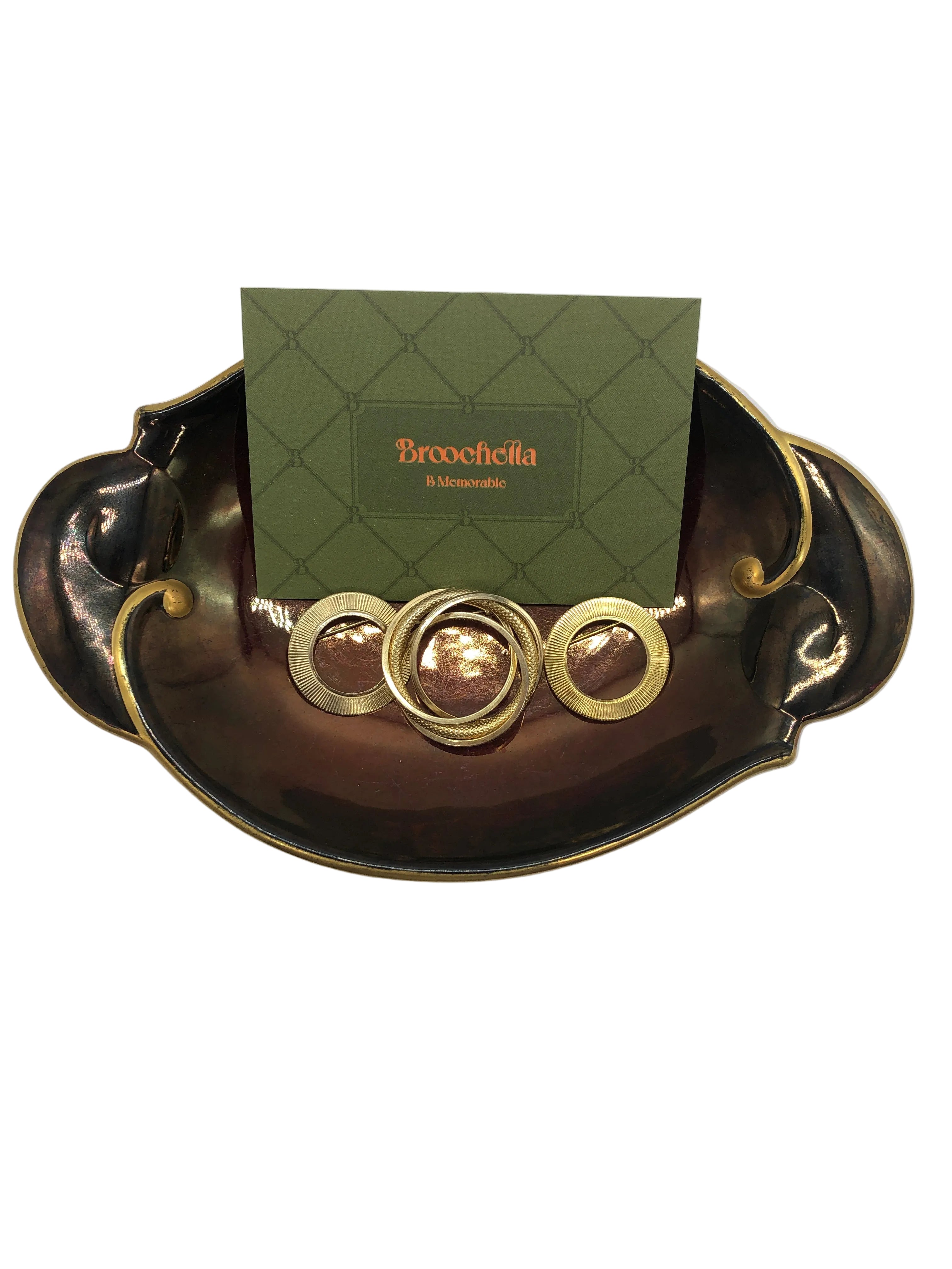 Anneaux d’Or Vintage Brooch Trio Broochella gold tone metal luxury designer men’s women’s accessory