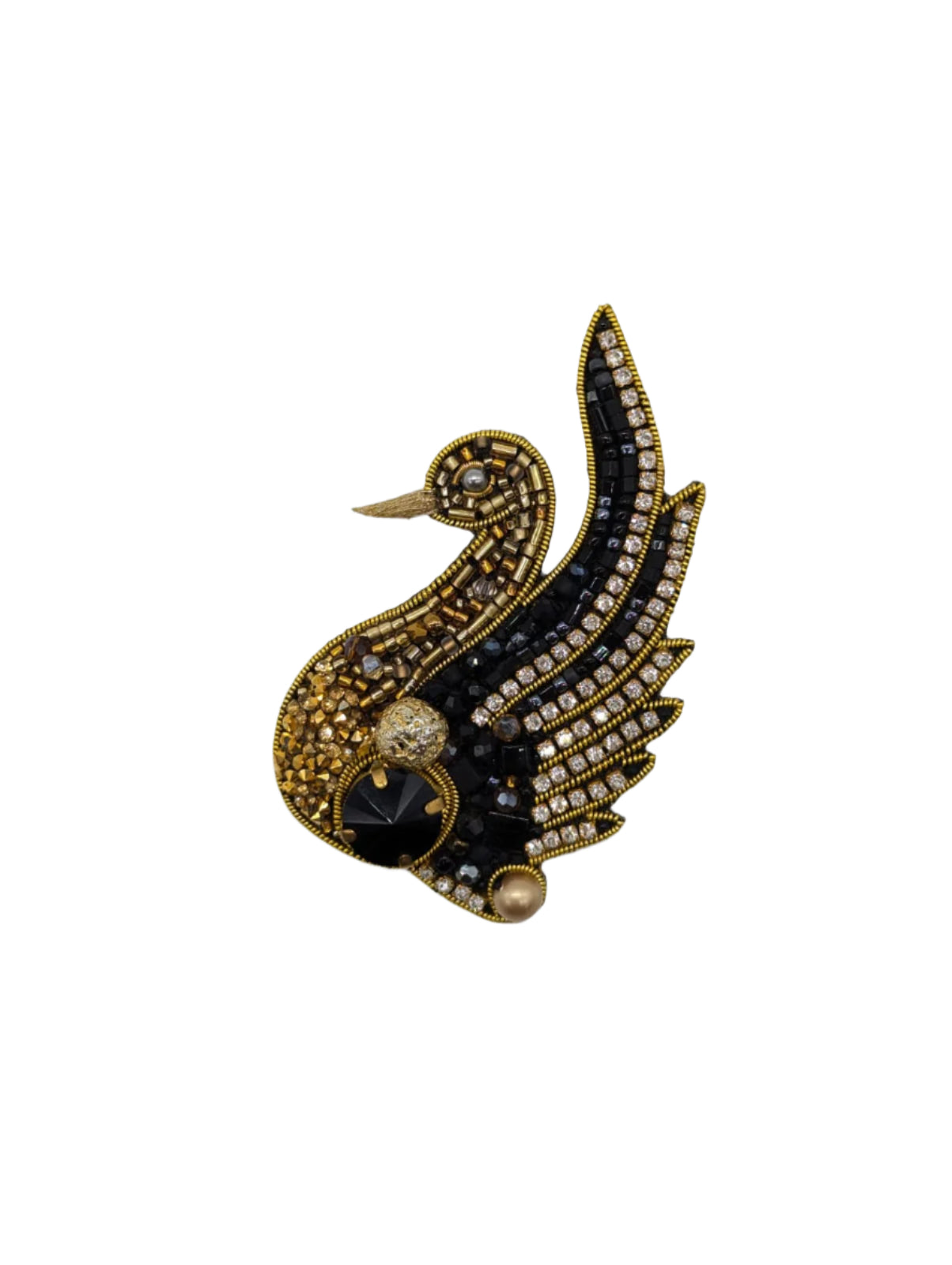 Cigno Hand-Beaded Brooch