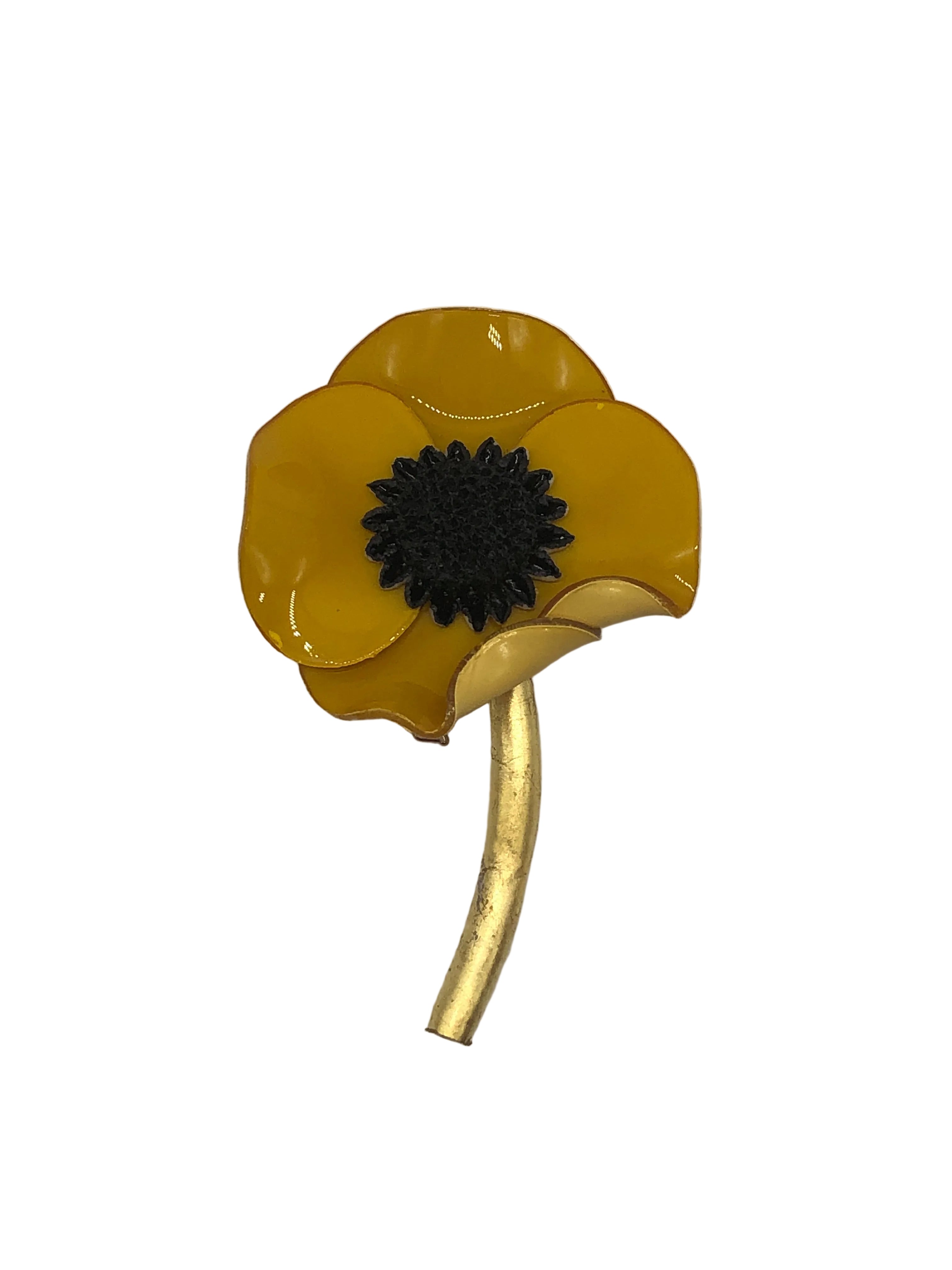 Broochella Fabrice Flower brooch pin handmade made in France luxury designer men's women's accessory yellow