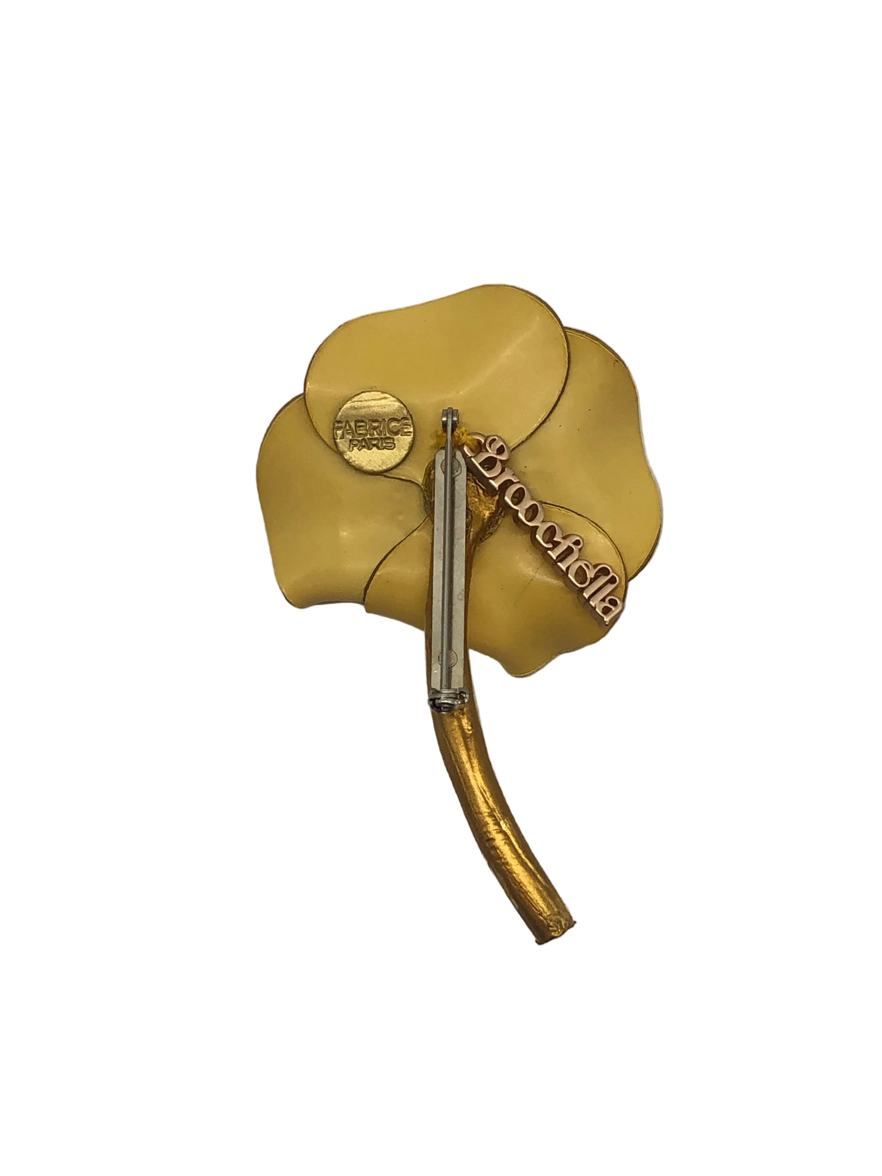 Broochella Fabrice Flower brooch pin handmade made in France luxury designer men's women's accessory yellow