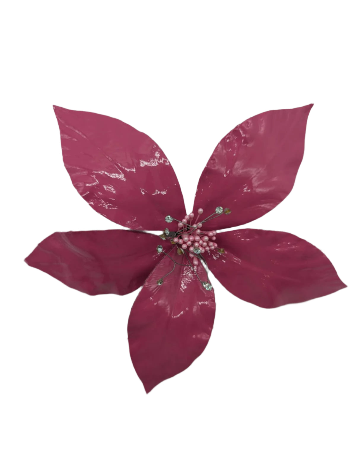 Broochella Giglio flower brooch pin patent leather handmade crystal centre luxury designer men's women's pink