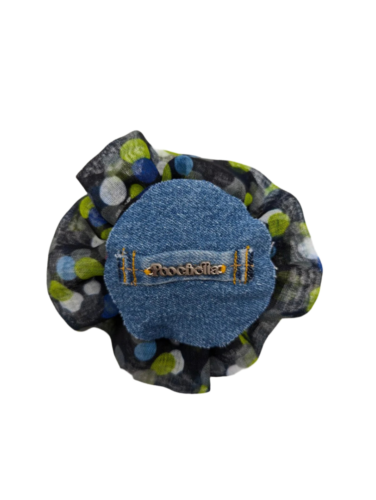 Broochella Brassica  Poochella Dog Pet flower brooch accessory handmade designer luxury polka dot spots green blue collar