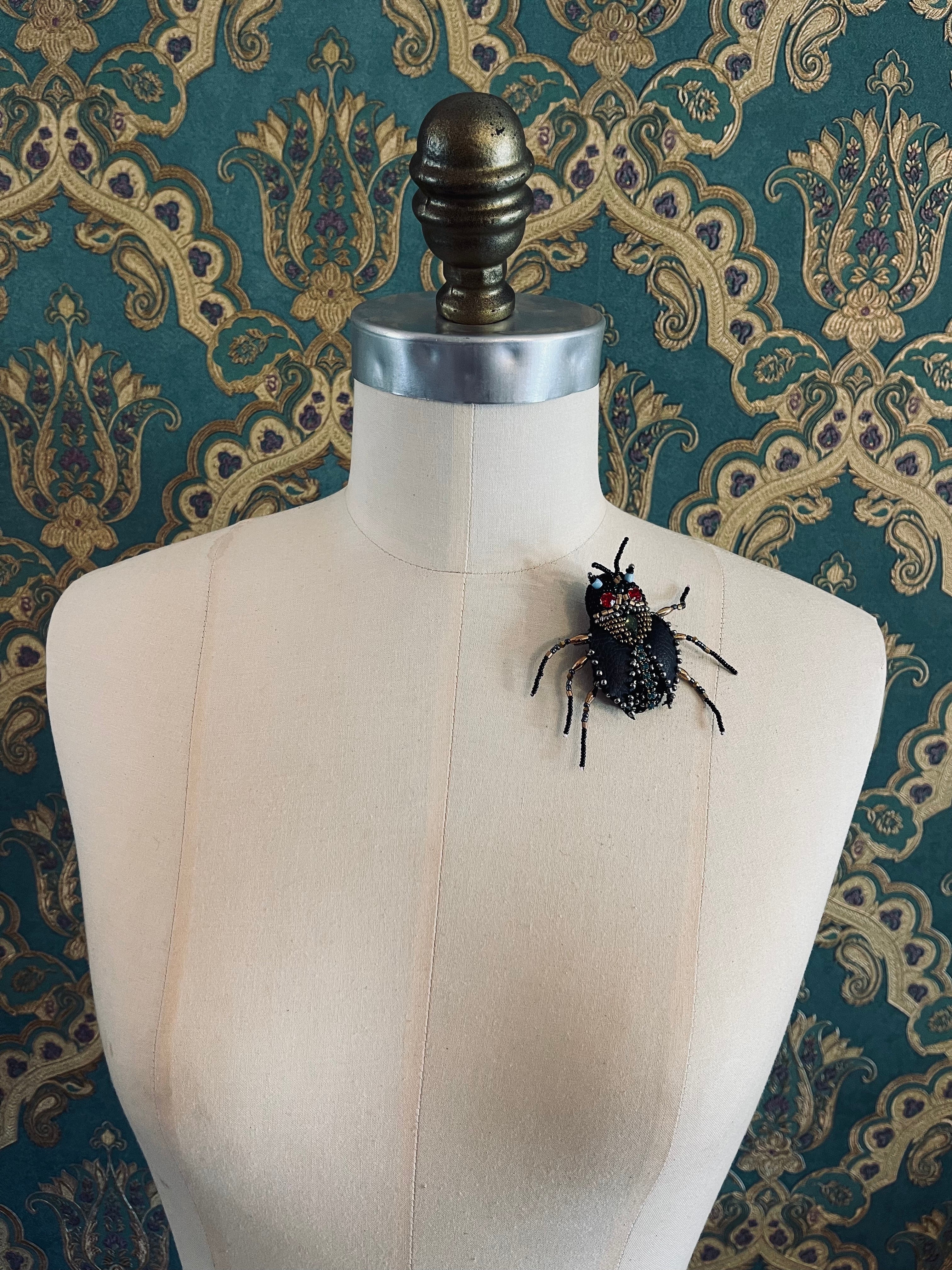 Broochella cockroach hand beaded leather brooch pin designer luxury women’s men’s 
