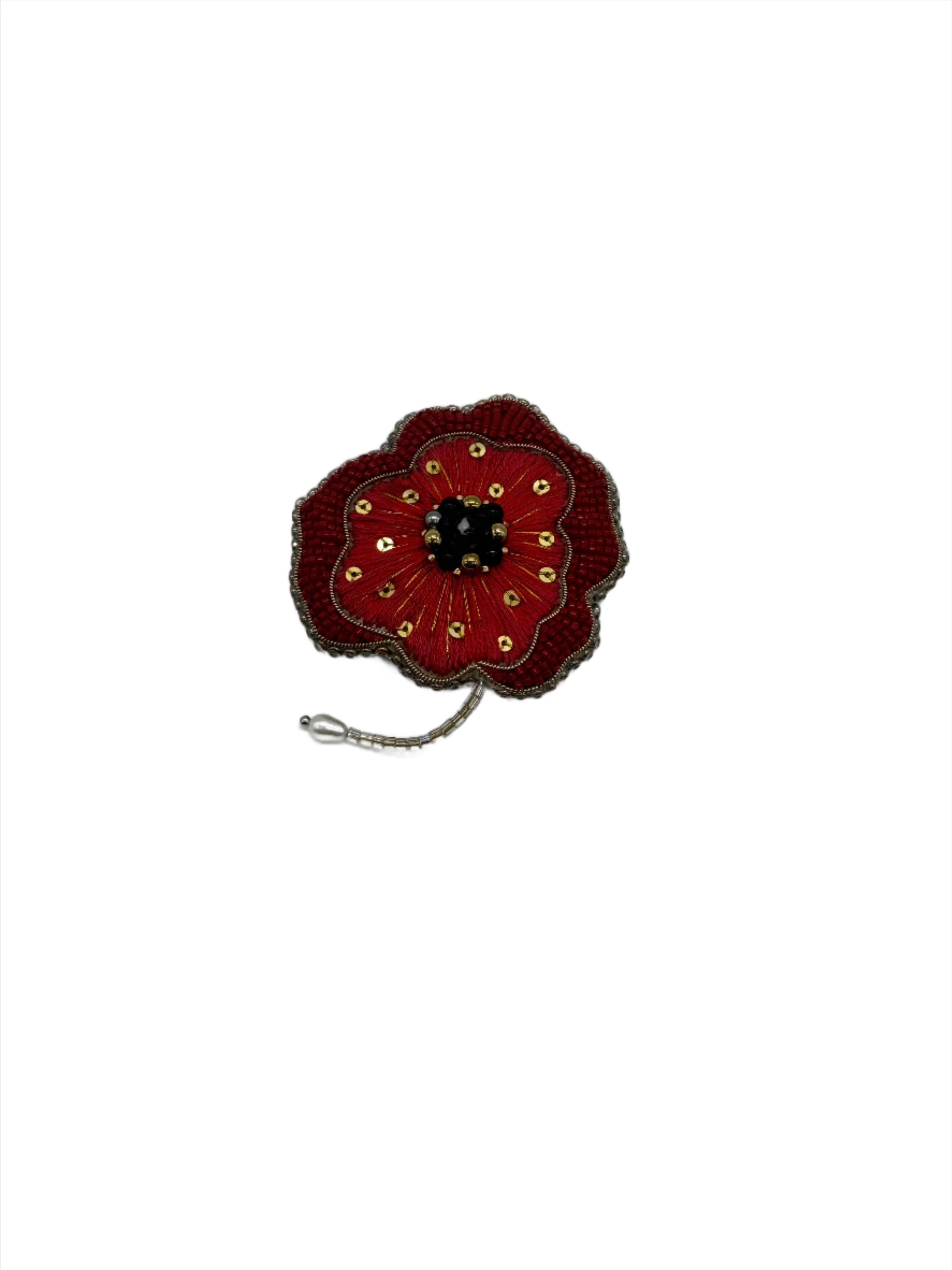 Poppy Hand-beaded Brooch