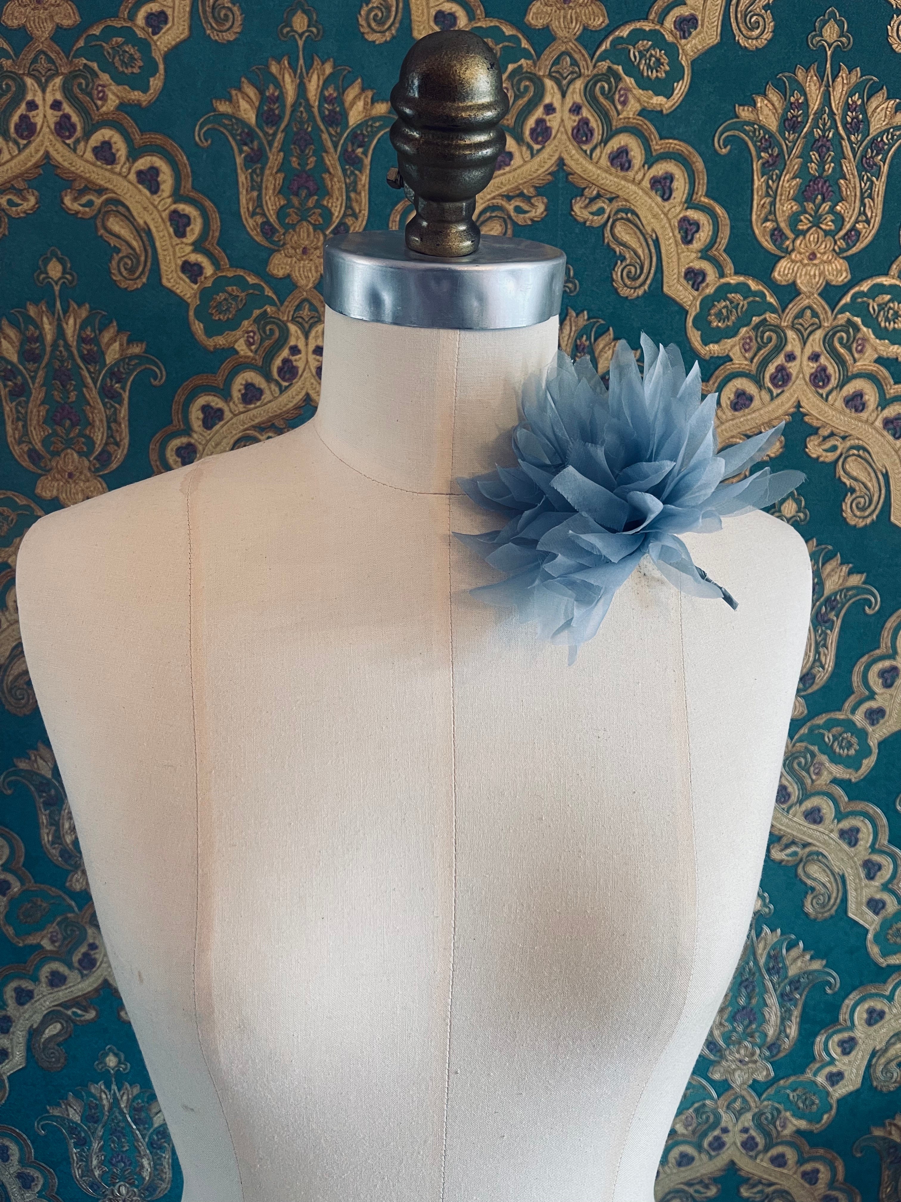 Broochella dahlia flower brooch pin handmade luxury blue designer luxury men’s women’s 