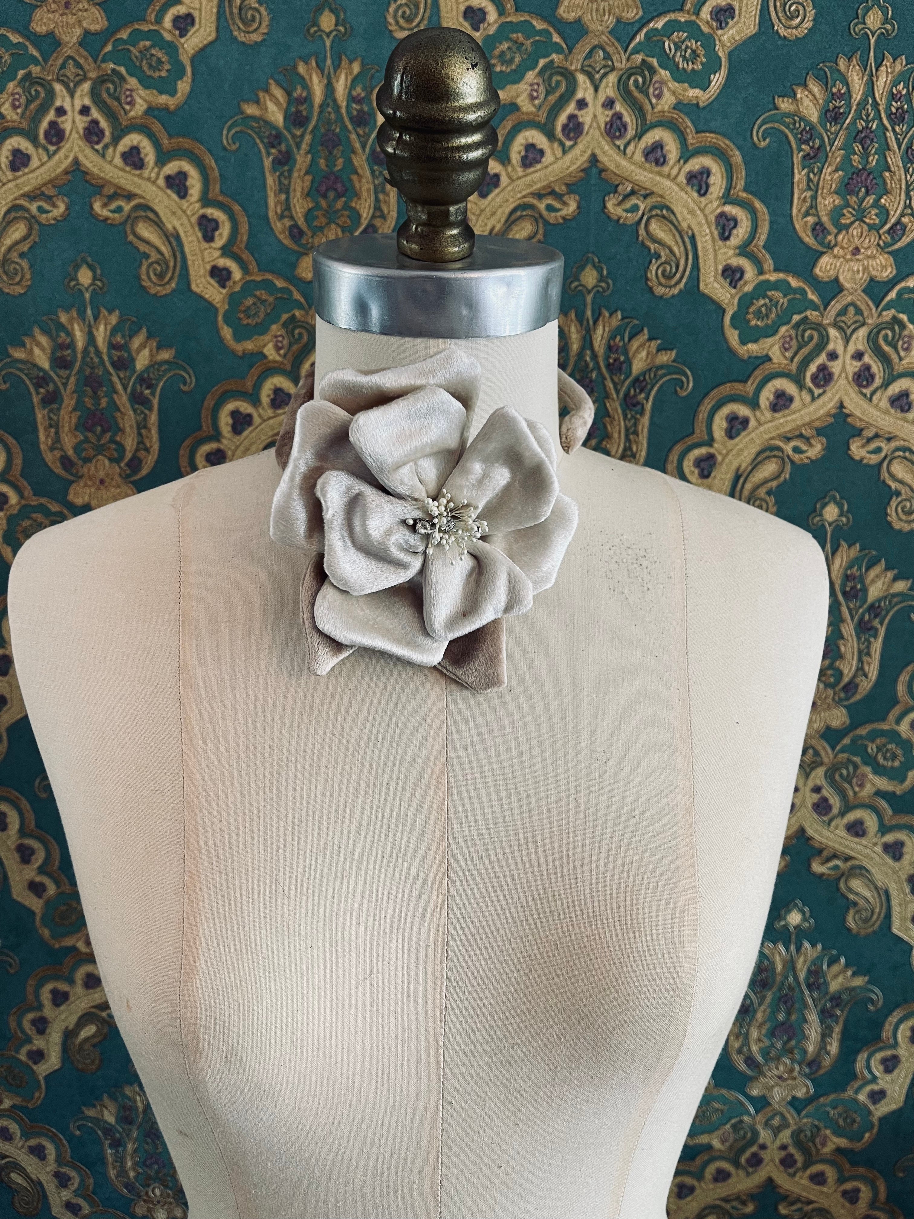 Broochella Velluto Velvet Flower Brooch Pin handmade luxury designer men's women's ivory