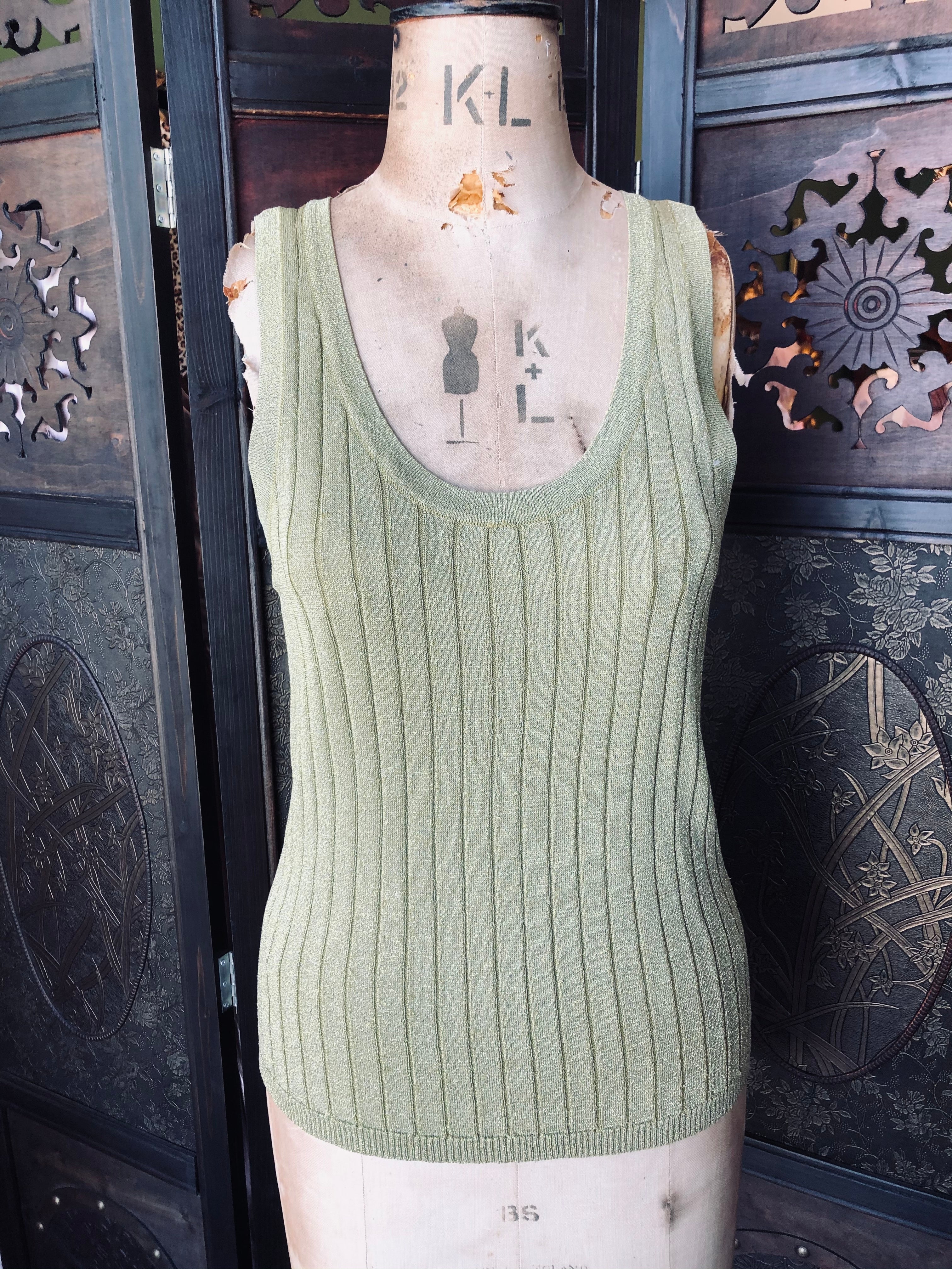 Zara Gold Ribbed Knit Top – Size Large