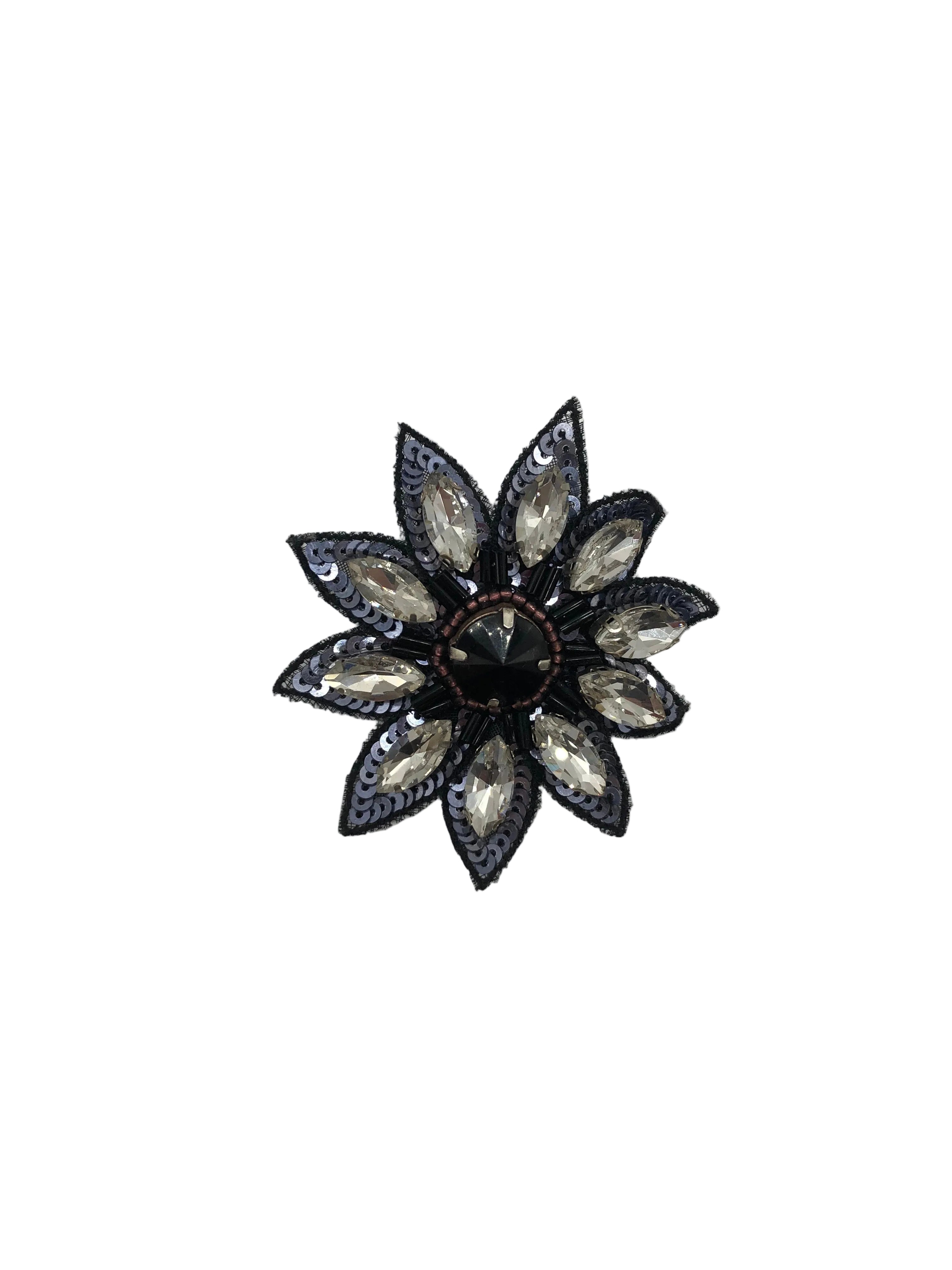 Broochella Fiore Notturno Brooch Pin Crystal black red handmade luxury designer men's women's 