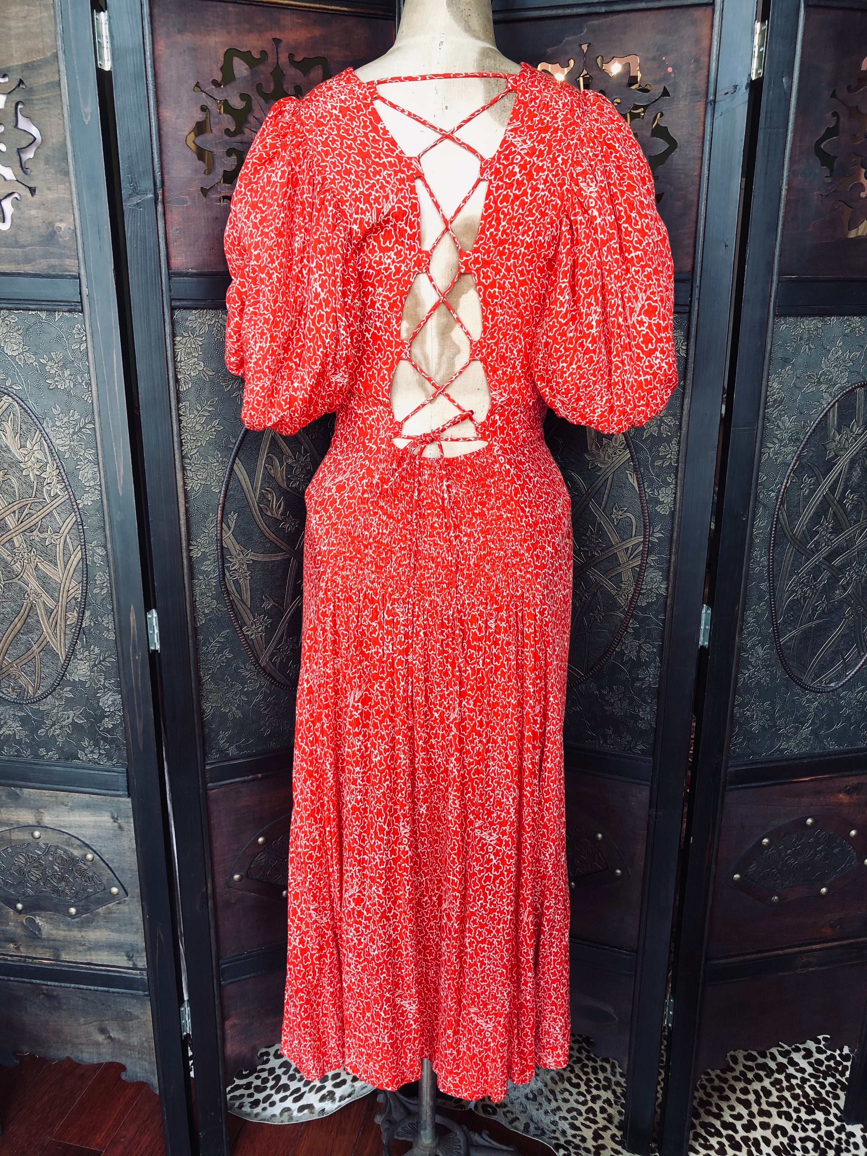 Rotate Red Printed Midi Dress – UK 8