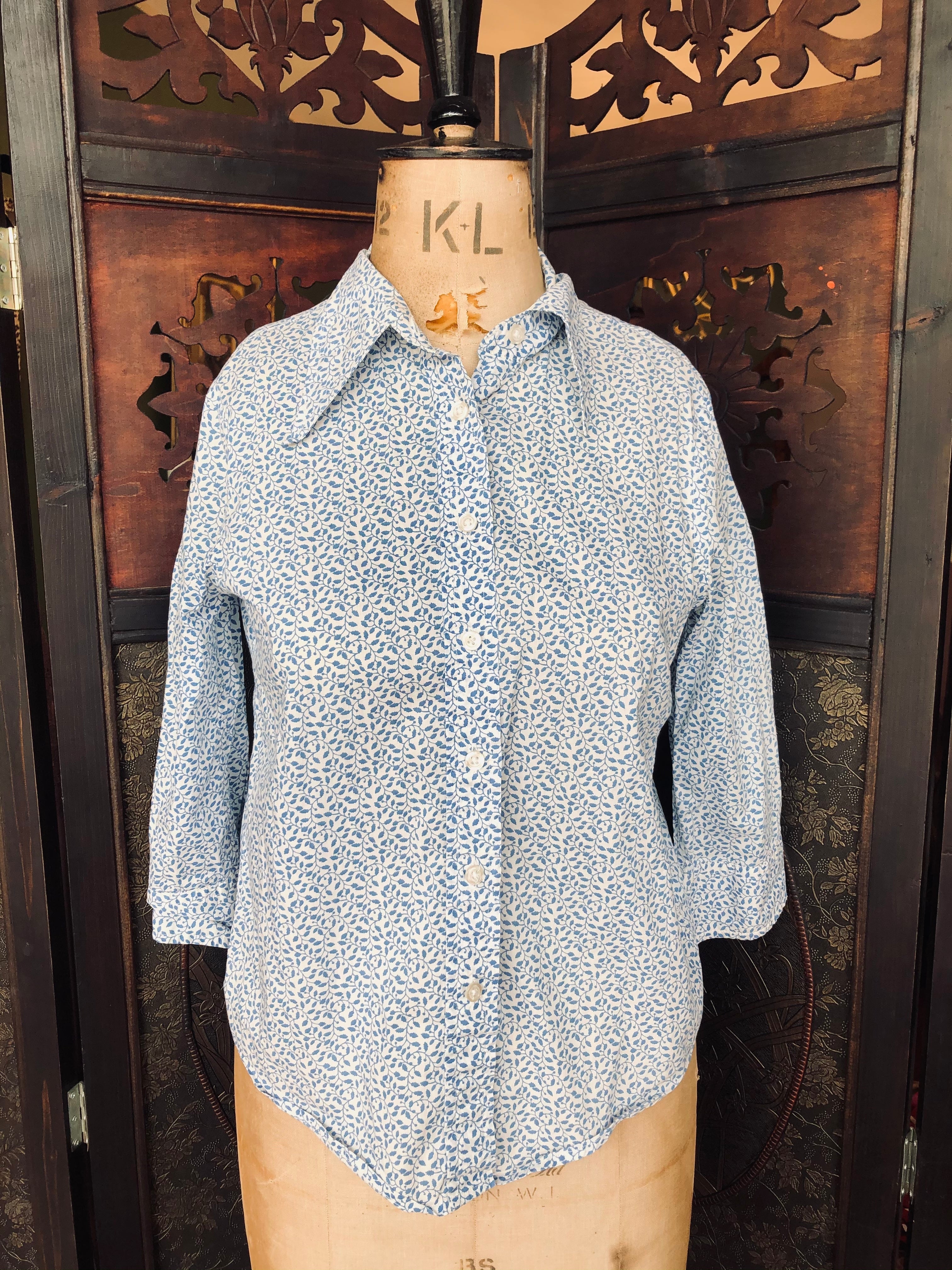 R13 x Liberty of London Cotton Blouse- Small blue white floral print