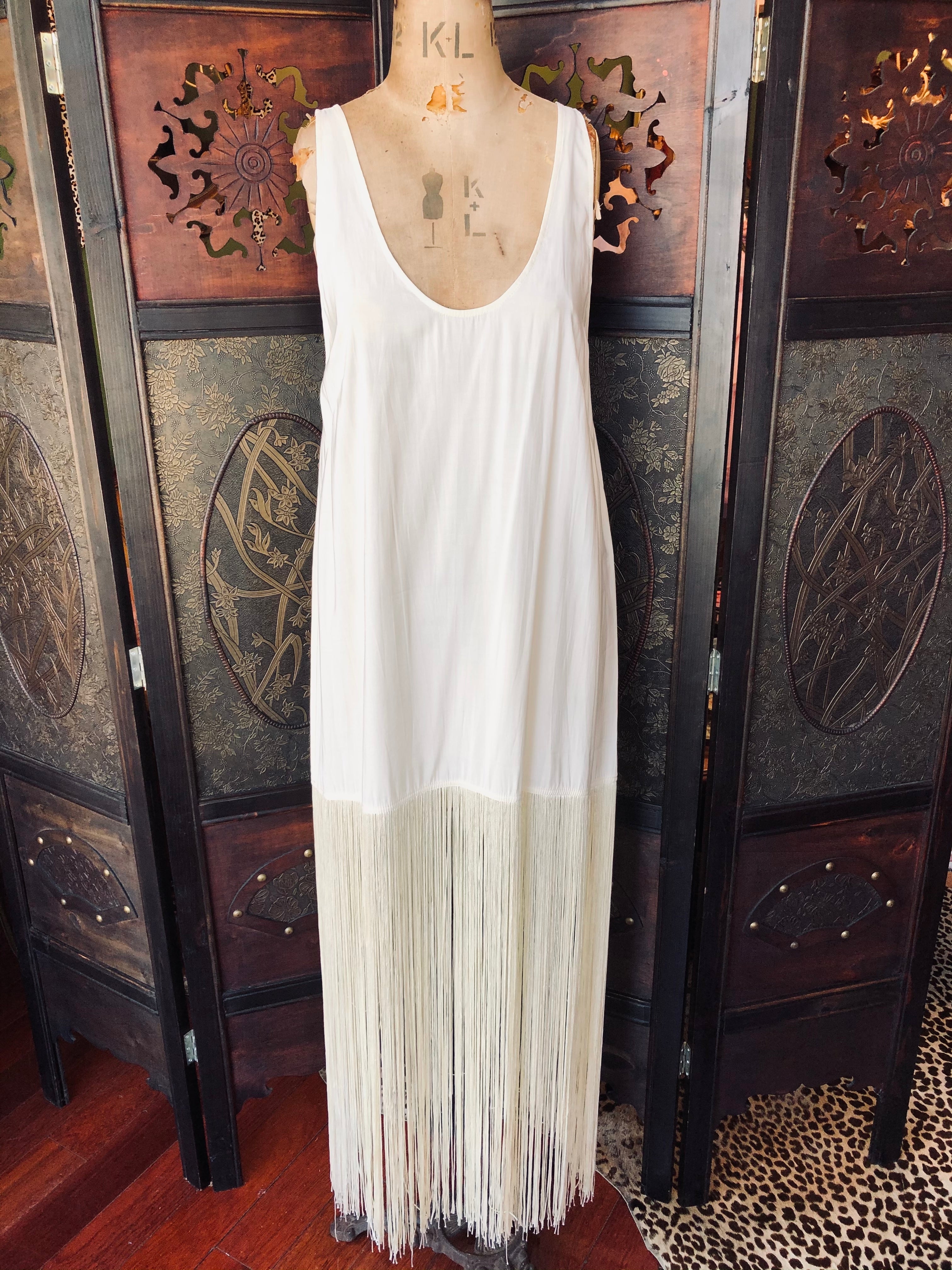 Mr Larkin Ivory Fringe Hem Dress – Size M
